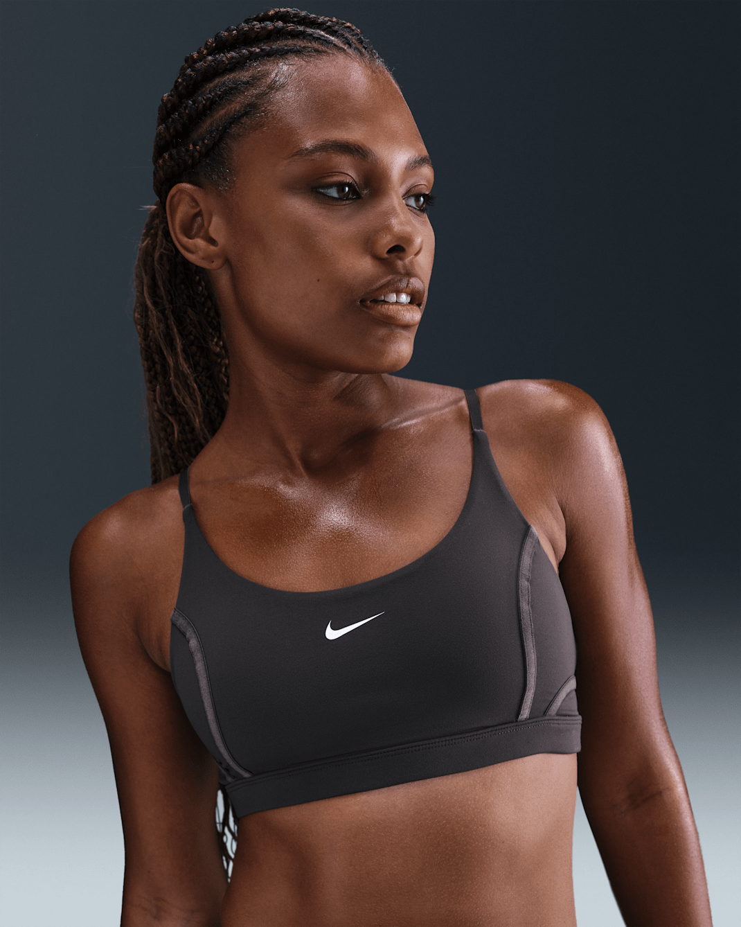 Nike One Women's Light-Support Padded Sports Bra - Thunder Grey/White