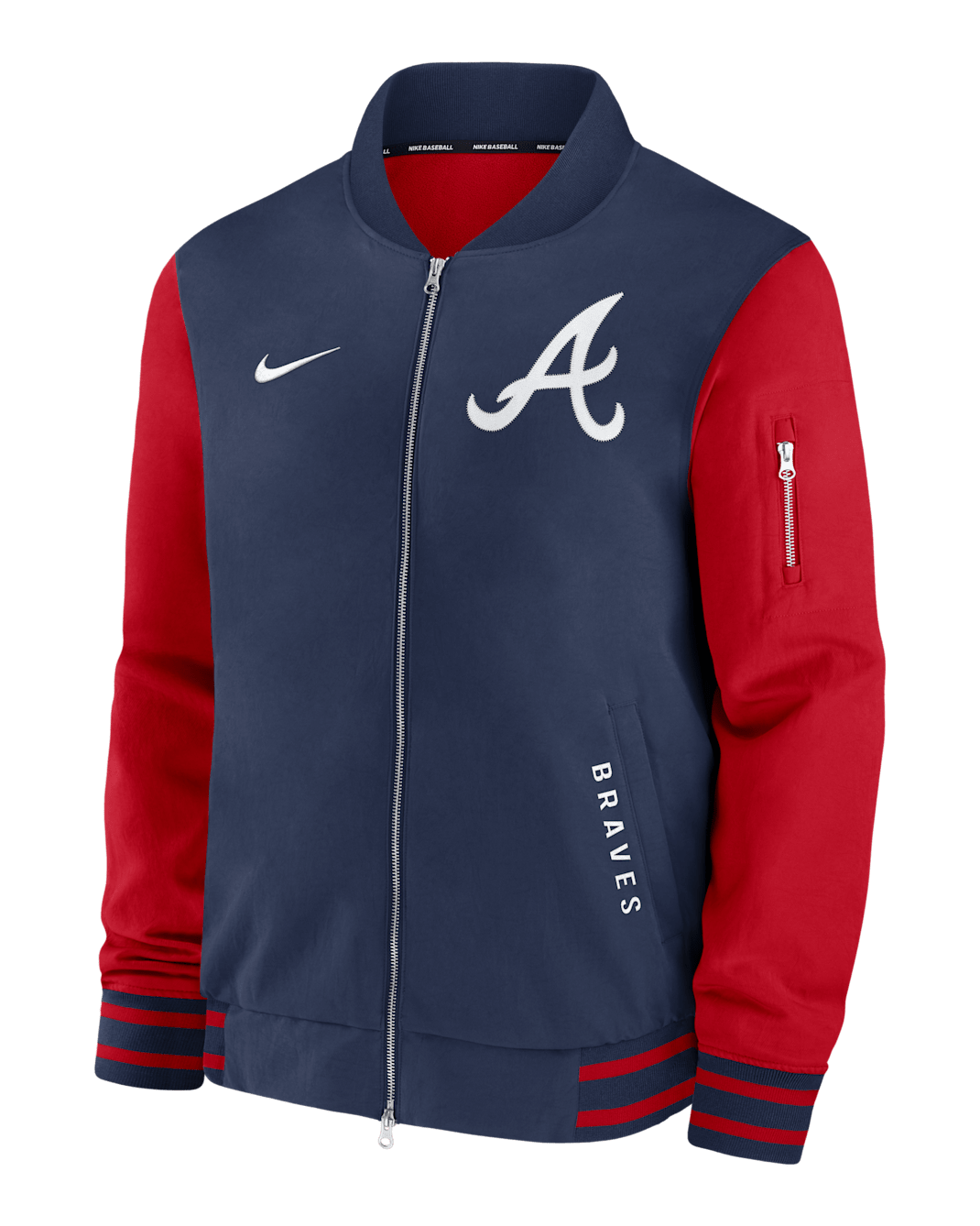 Atlanta Braves Authentic Collection Dugout Men's Nike MLB Full-Zip Bomber Jacket - Midnight Navy