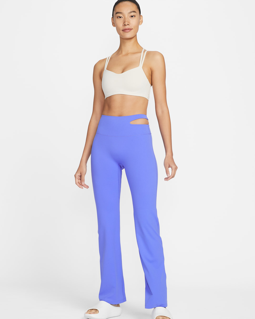 나이키 젠비 여성 하이웨이스트 플레어 레깅스 - 사파이어/화이트
