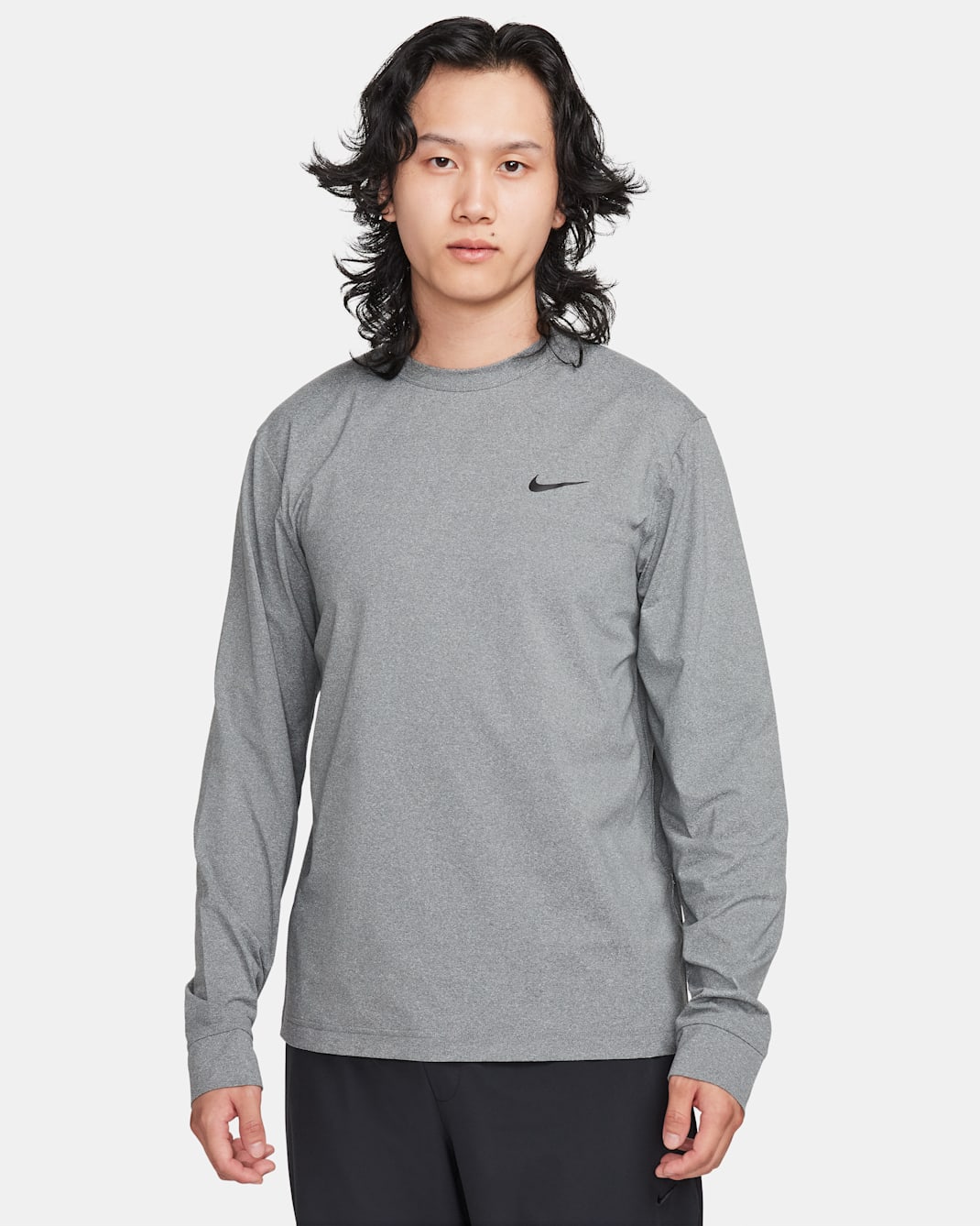 ナイキ Dri-FIT UV ハイバース メンズ ロングスリーブ フィットネストップ - スモークグレー/ヘザー/ブラック