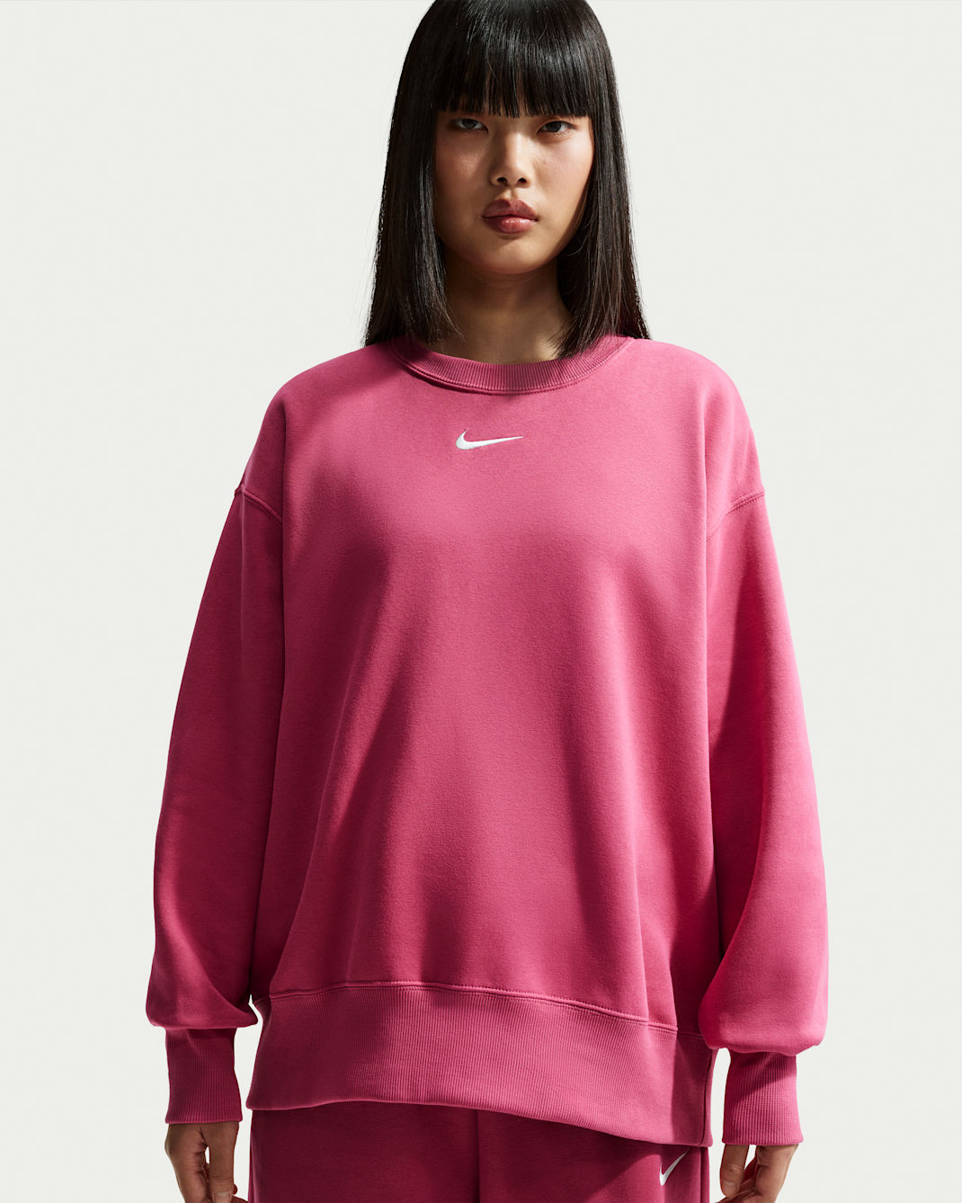 Sudadera oversized de cuello redondo para mujer Nike Sportswear Phoenix Fleece - Remolacha dulce/Vela