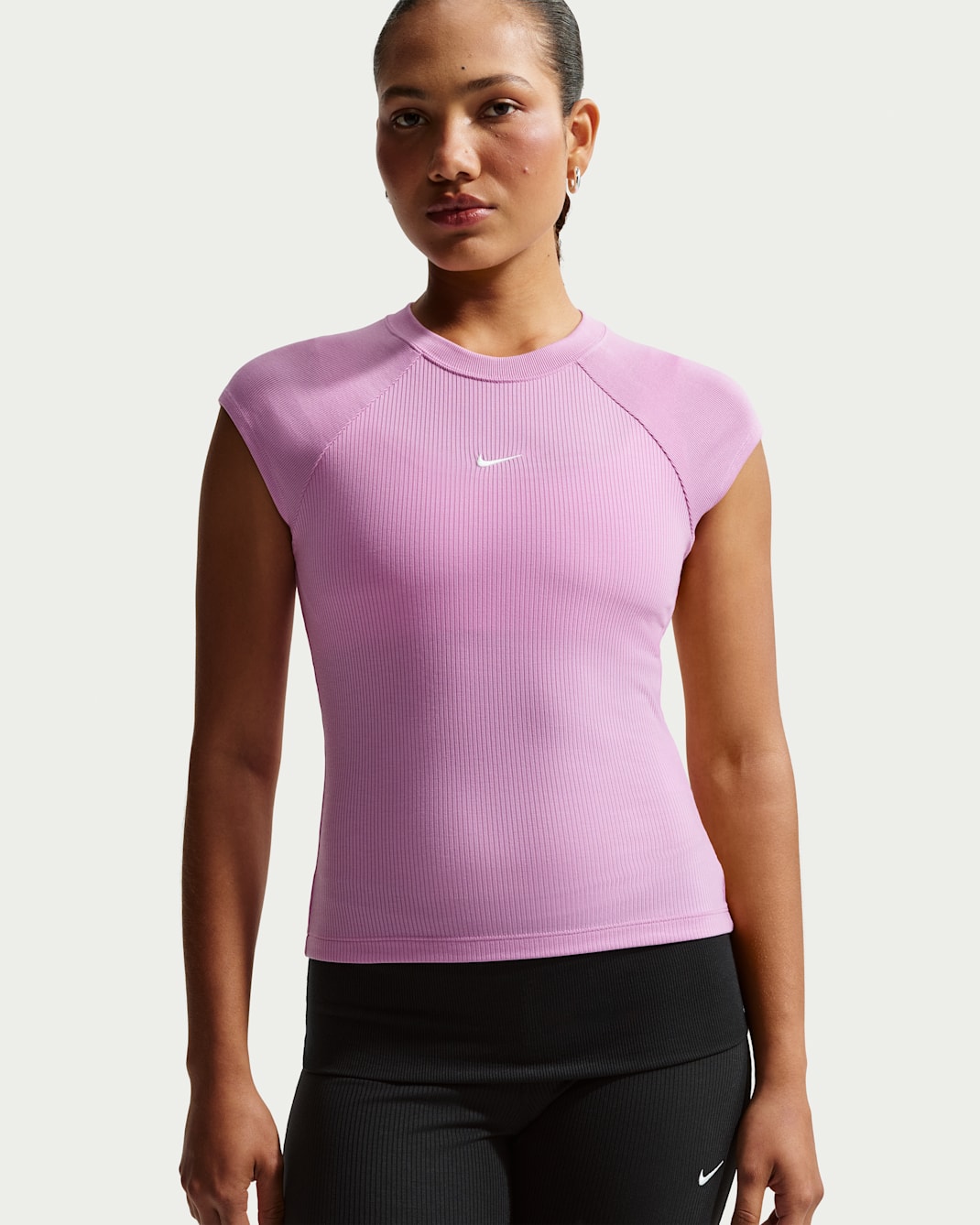 Nike Sportswear Chill Knit Women's Tight Short-Sleeve Ribbed Top - Light Magenta/Sail