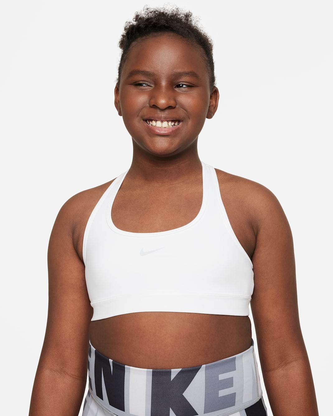 Nike Swoosh Girls' Sports Bra (Extended Size) - White/Pure Platinum