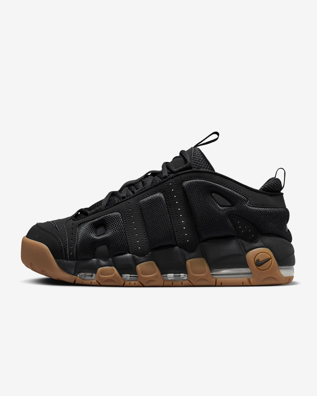 Nike Air More Uptempo Low Men's Shoes - Black/Gum Medium Brown/Black