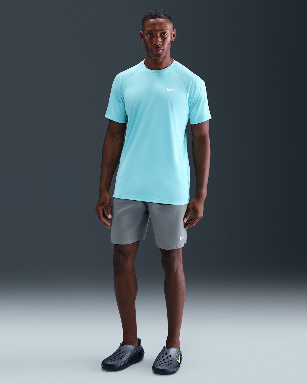 나이키 스윔 브레이커 에센셜 남성 9인치 브리프 라인드 발리 쇼츠 - 쿨 그레이 헤더