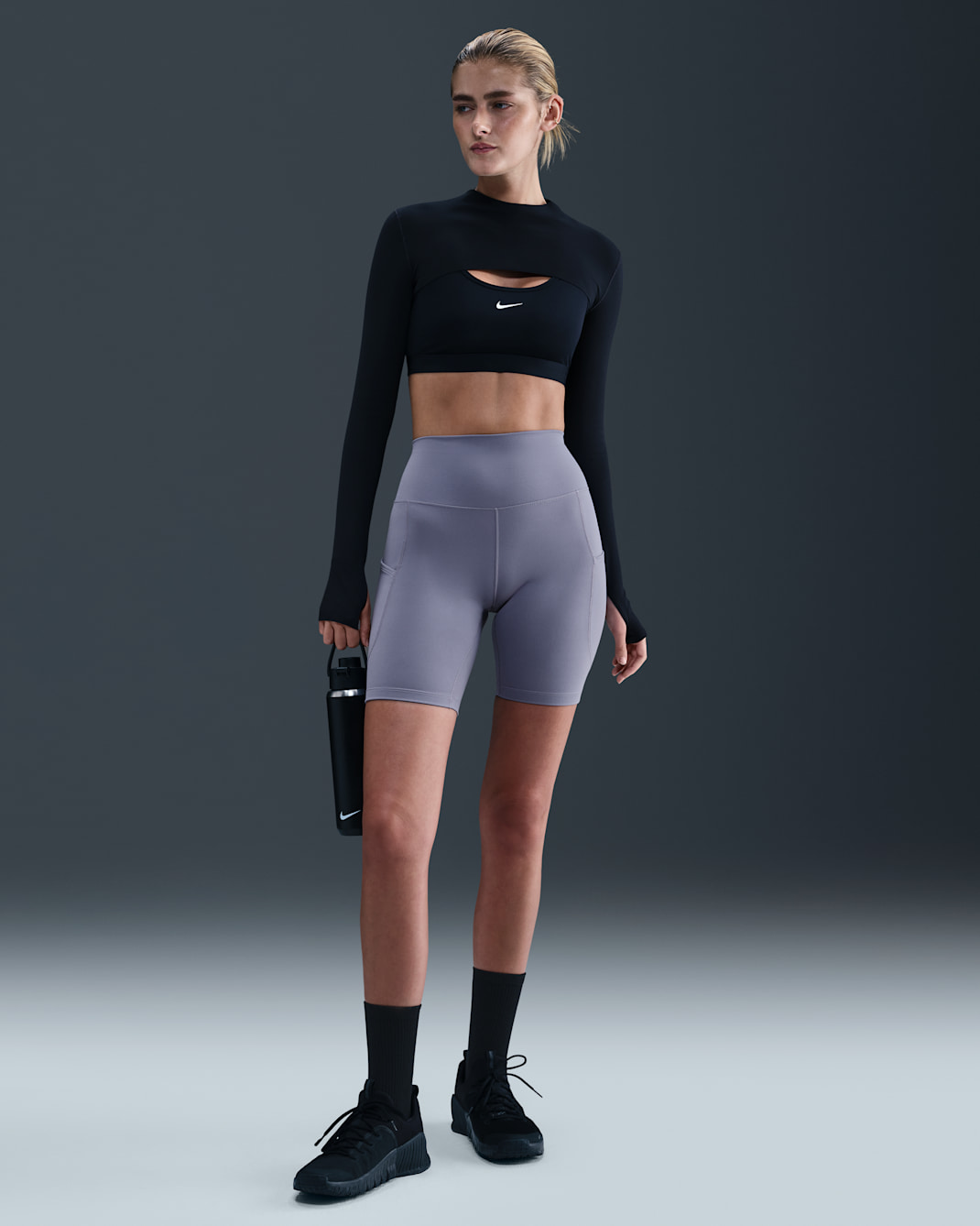 Shorts de ciclismo con bolsillos de tiro alto de 20 cm para mujer Nike One - Índigo mundial