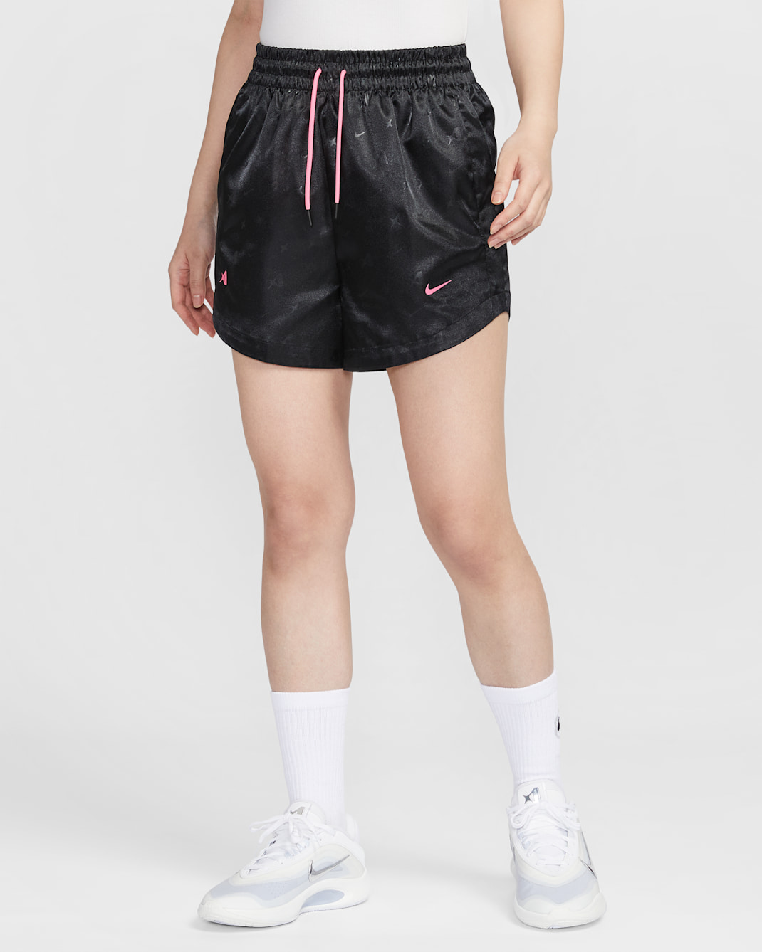 A'ja Wilson Women's Basketball Shorts - Black/Laser Pink