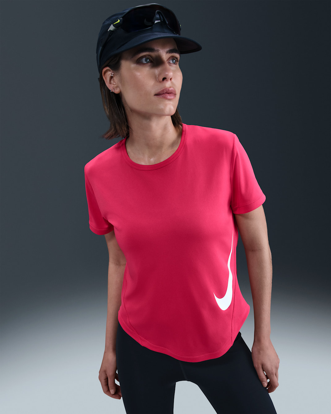 Nike Tempo Swoosh Run Women's Dri-FIT Short-Sleeve Running Top - Rush Pink/White