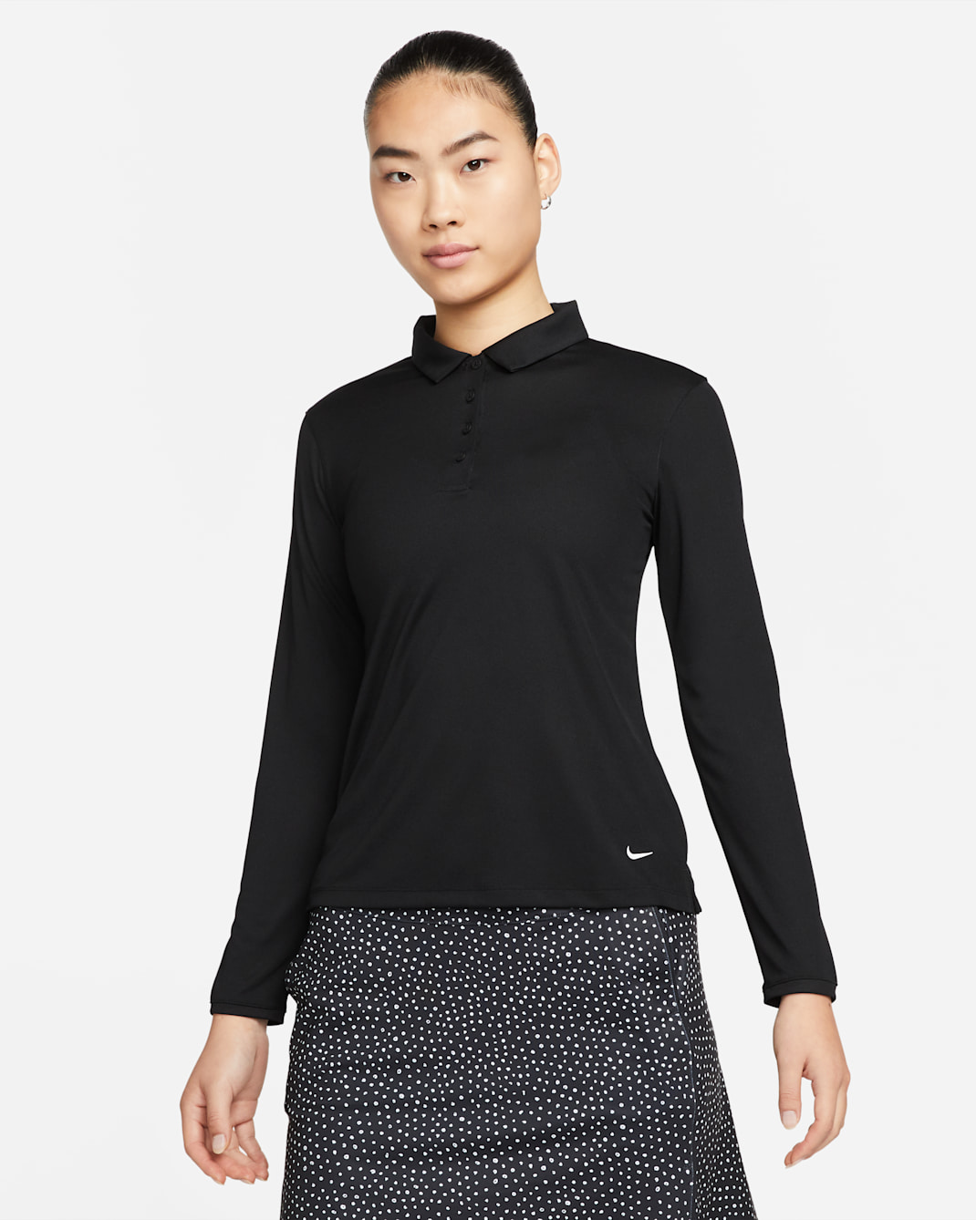 Nike Dri-FIT Victory Women's Long-Sleeve Golf Polo - Black/White