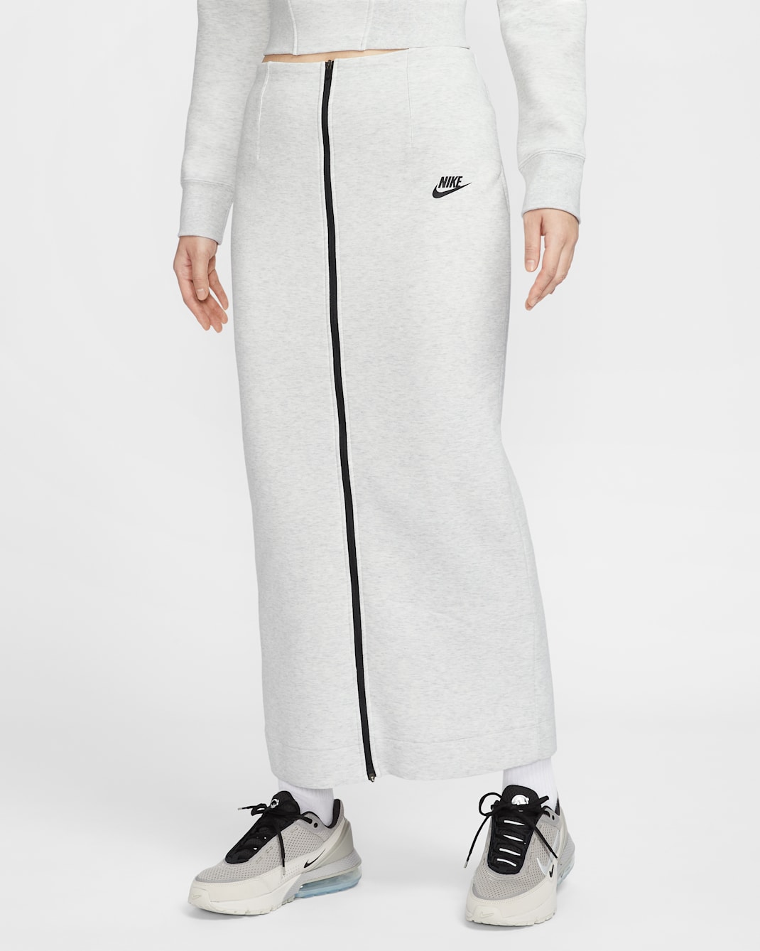 ナイキ スポーツウェア テック フリース ウィメンズ スリム マキシ スカート - ライトグレー/ヘザー/ブラック