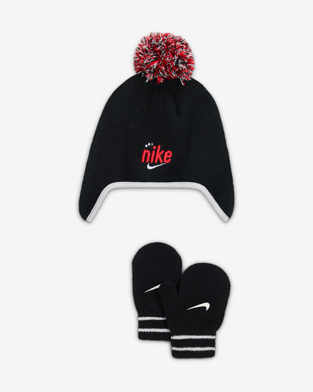 Nike Play For All Toddler 2-Piece Peak Beanie Set - Black/University Red