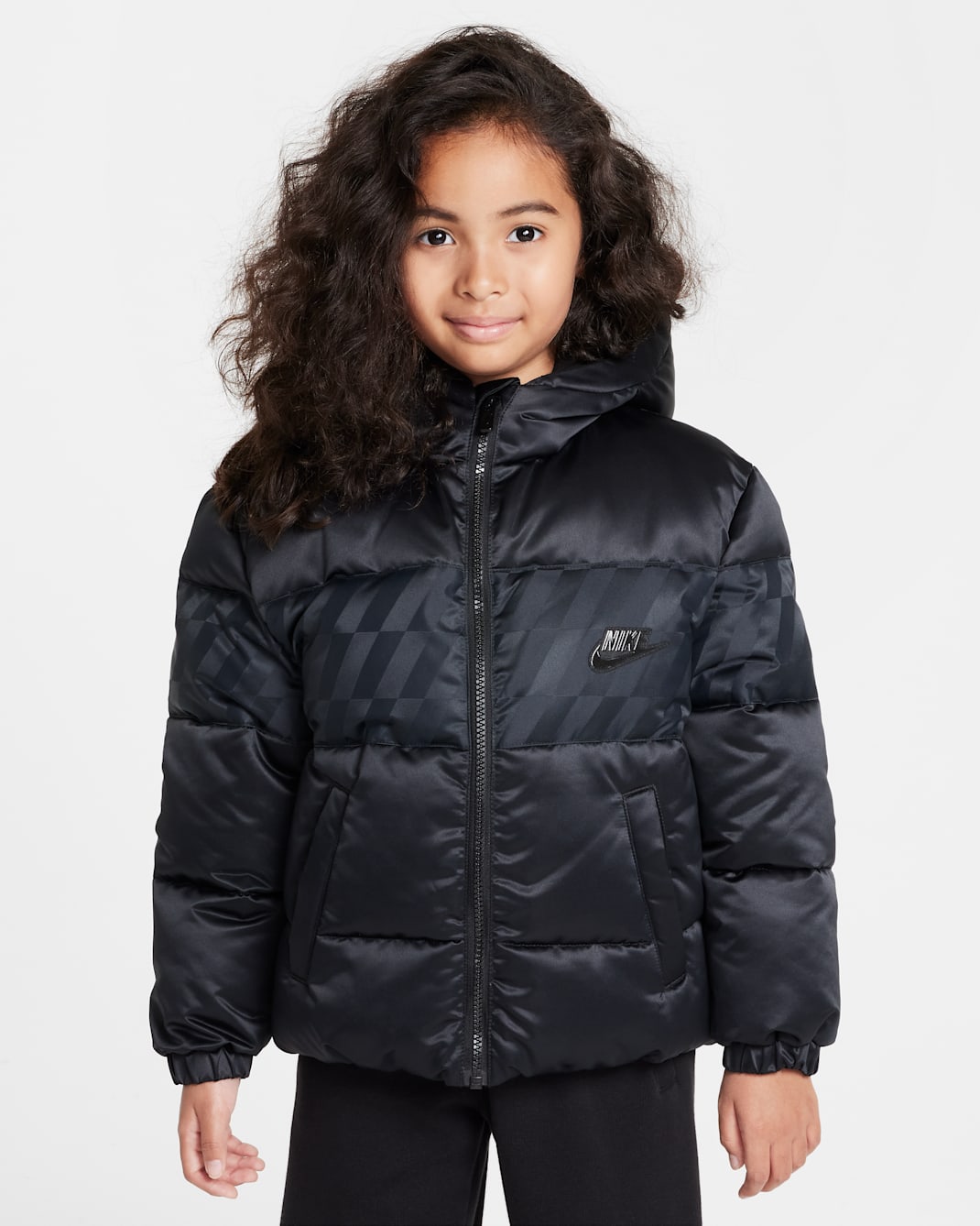 Chamarra acolchada Jacquard Hazard Stripe para niños talla pequeña Nike - Negro