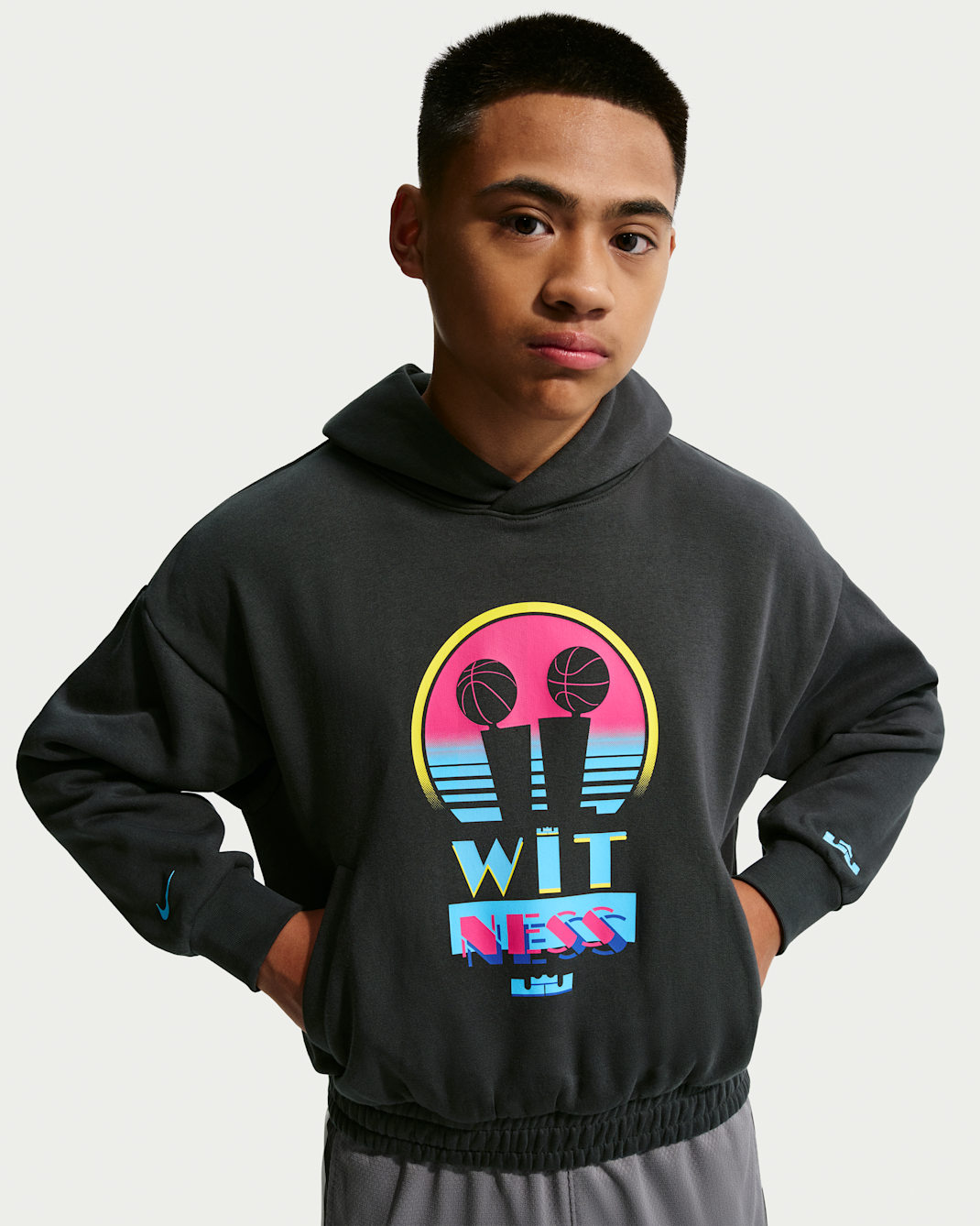 Sudadera con gorro sin cierre para niños talla grande de LeBron "Miami Twice" - Sombrío apagado/Negro