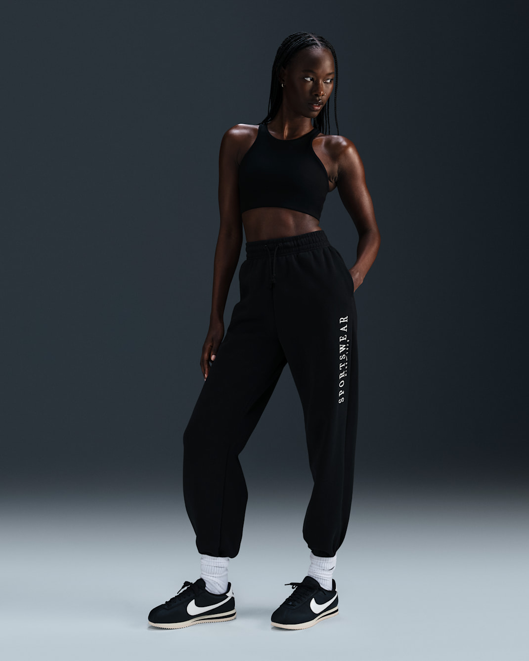Nike Sportswear Phoenix Fleece Women's High-Waisted Oversized Sweatpants - Black/White