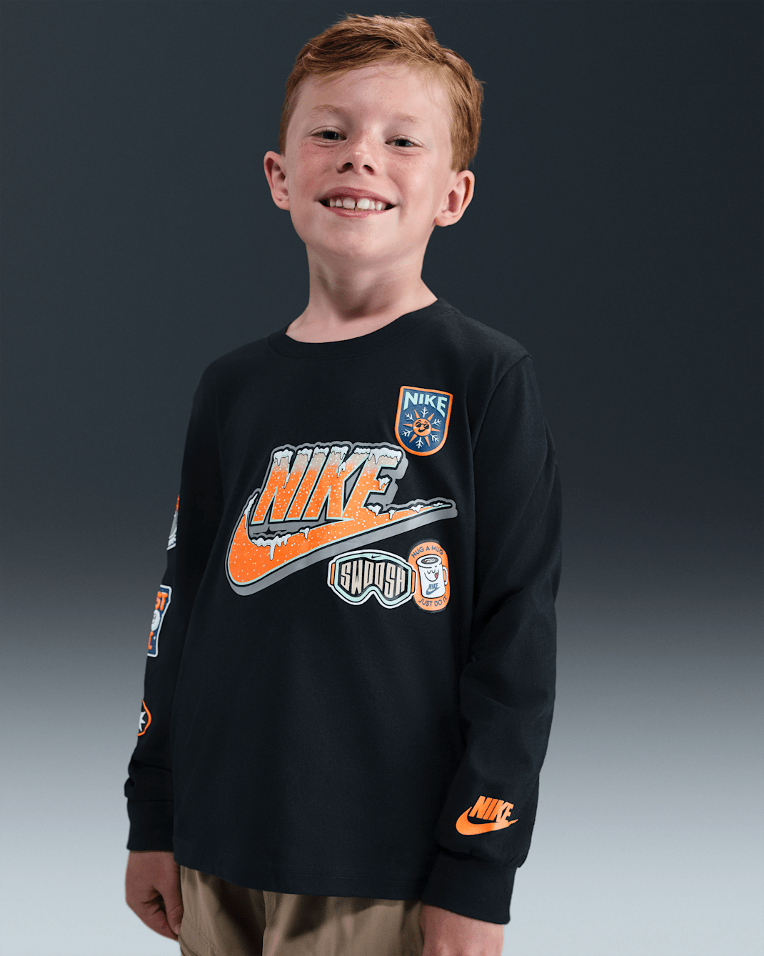 Nike Little Kids' Snow Day Long Sleeve T-Shirt - Black