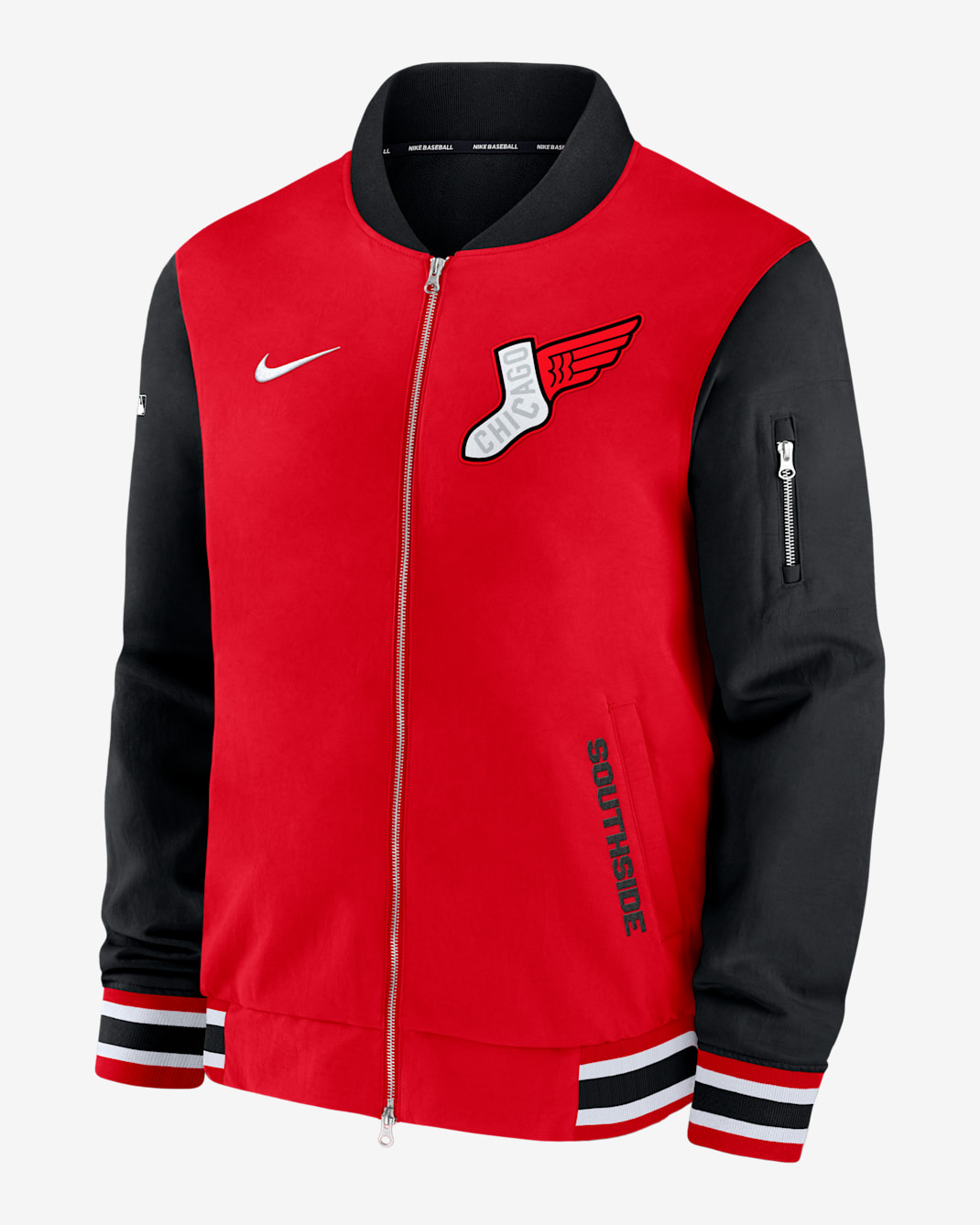 Chicago White Sox Authentic Collection City Connect Men's Nike MLB Full-Zip Bomber Jacket - Red