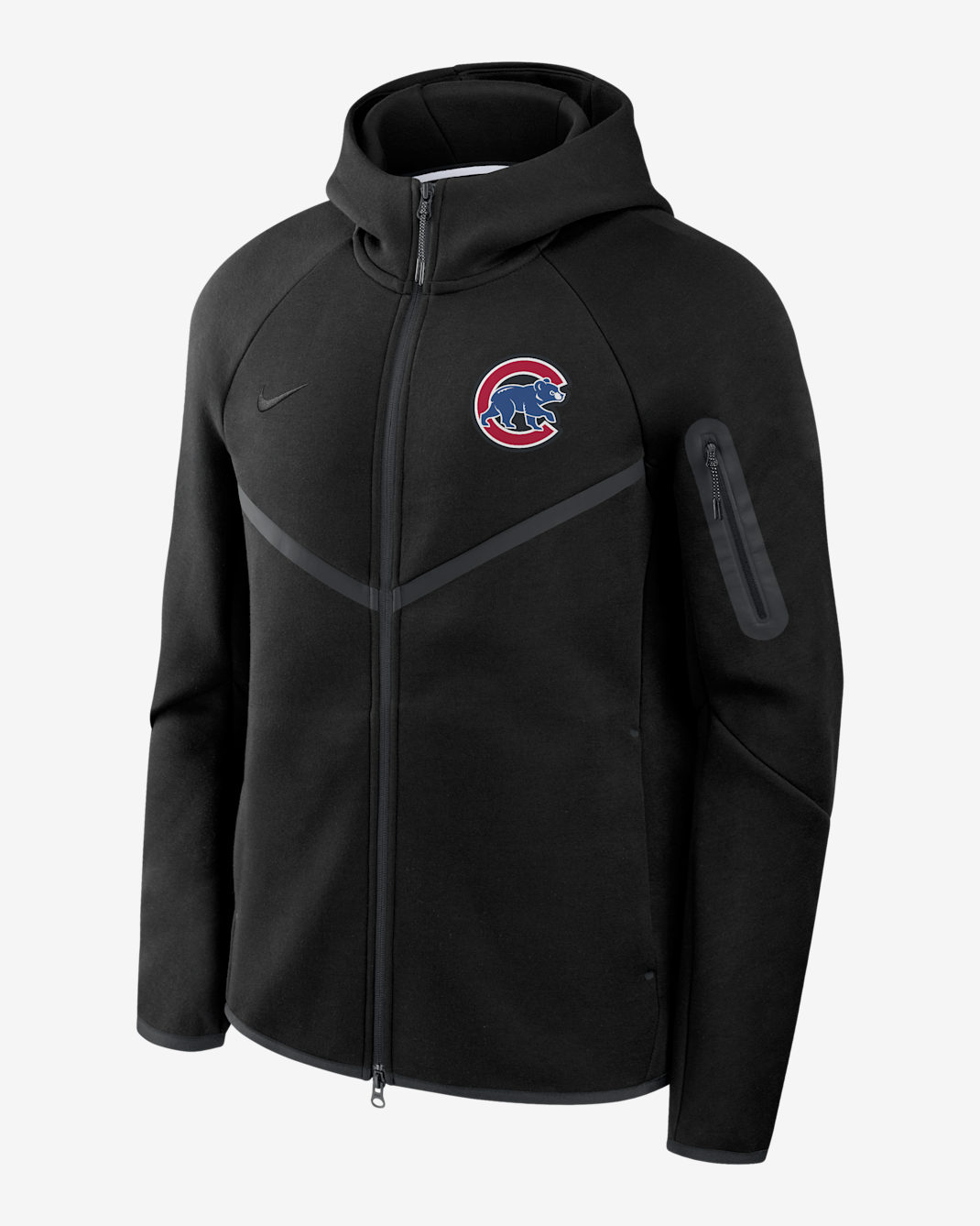 Chicago Cubs Tech Fleece Windrunner Men's Nike MLB Full-Zip Hooded Jacket - Black