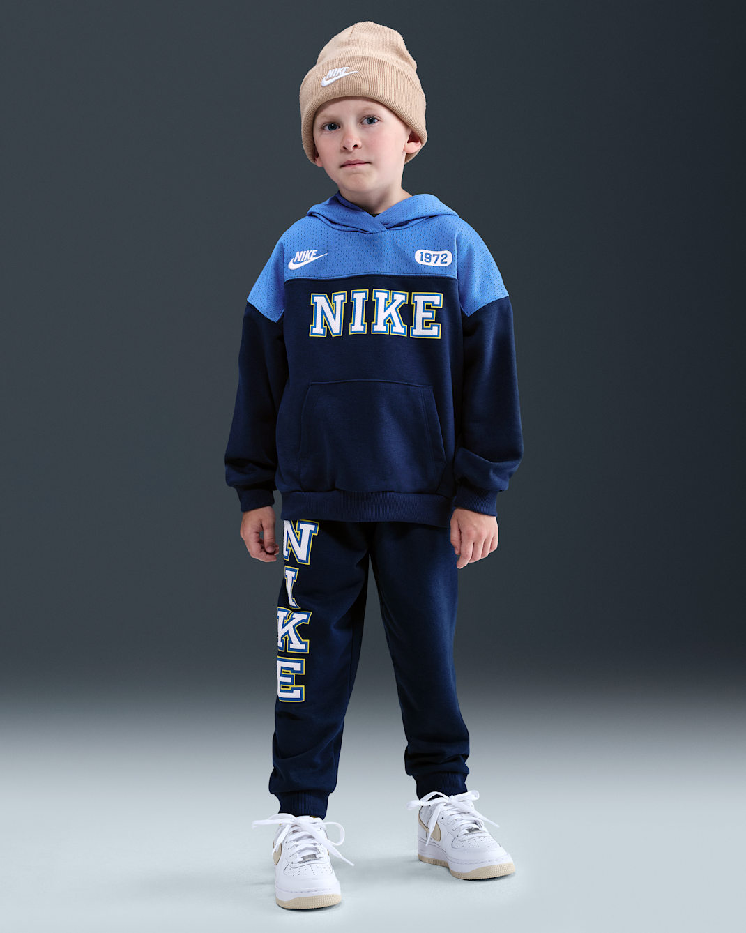 Nike Sportswear Little Kids' P.E. Blocked Pullover Hoodie and Pants Set - Midnight Navy