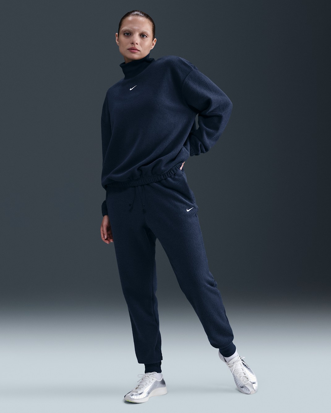 Nike Sportswear Phoenix Plush Women's Mid-Rise Cozy Fleece Pants - Midnight Navy/Sail