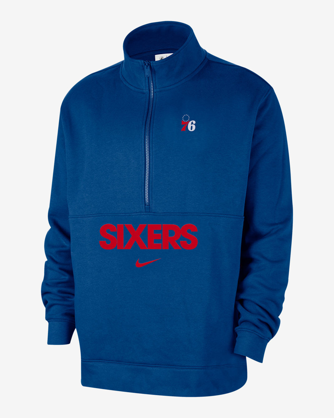 Philadelphia 76ers Club Courtside Men's Nike NBA 1/2-Zip Top - Rush Blue/University Red