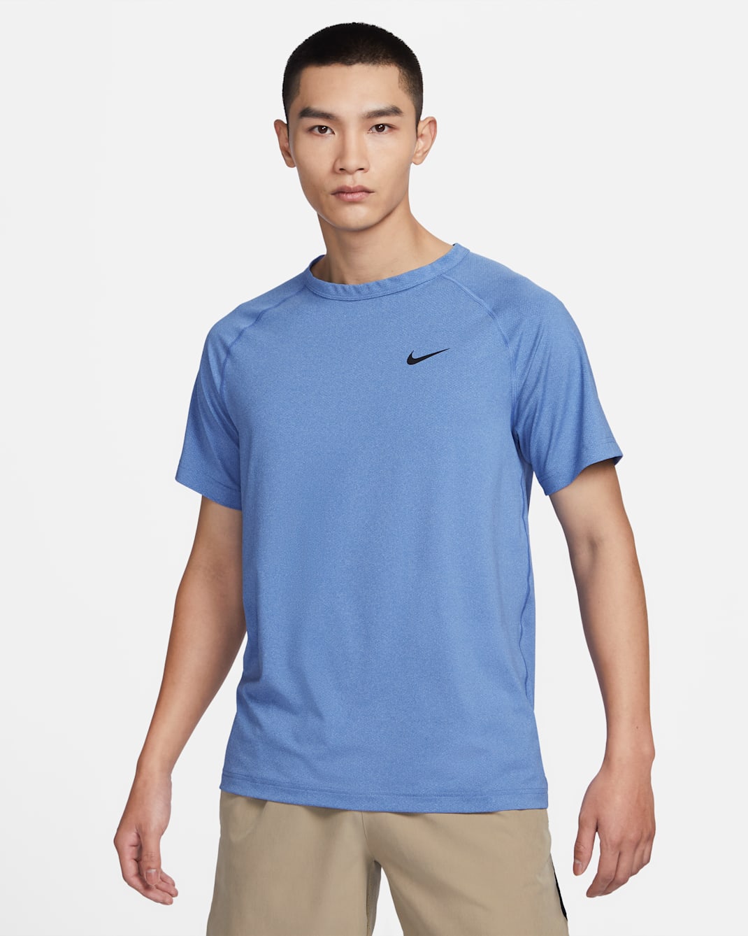 Nike Dri-FIT Ready Men's Short-Sleeve Fitness Top - Game Royal/Heather/Black
