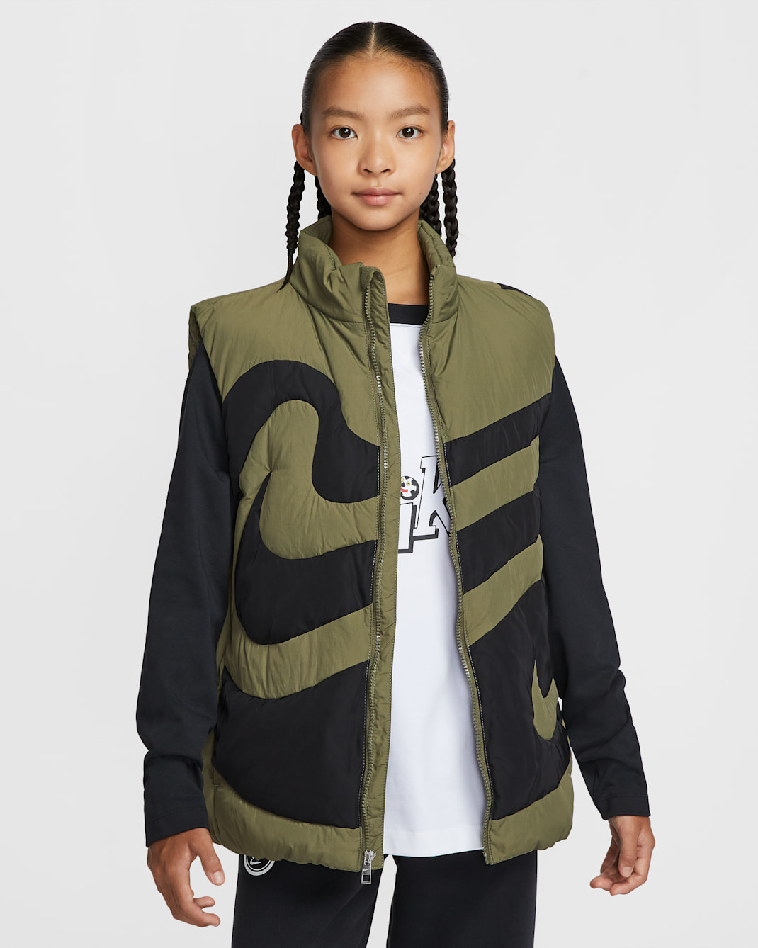 나이키 스포츠웨어 주니어 스우시 퀼팅 베스트 - 미디엄 올리브
