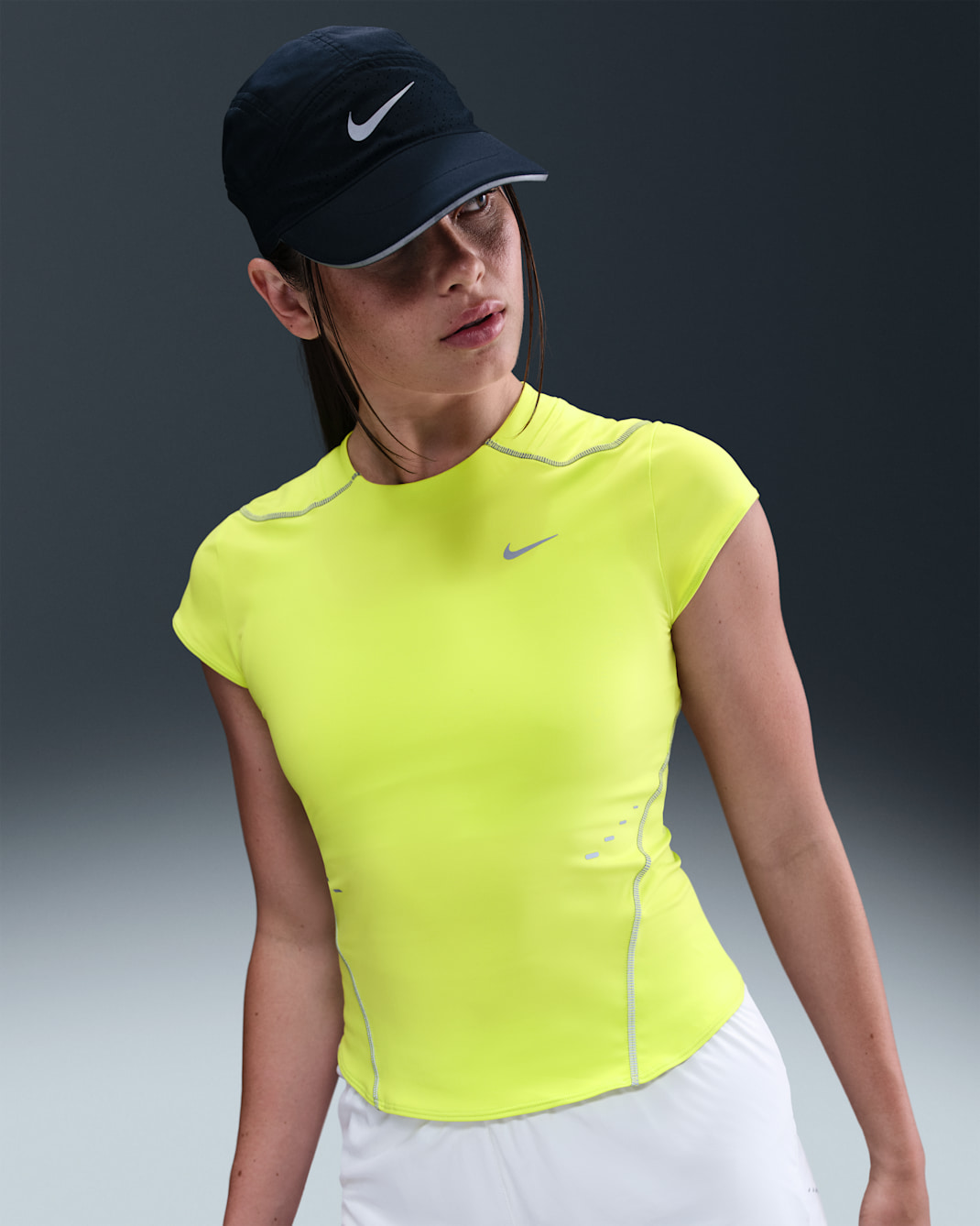 Nike Swift Women's Dri-FIT ADV Running Top with Reflective Design Accents - Cyber/Black/Dark Smoke Grey