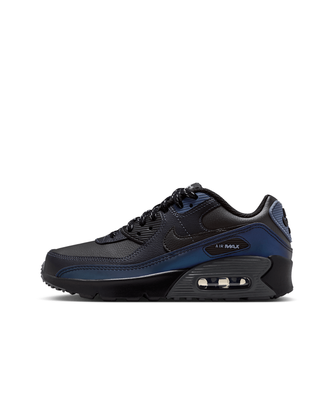 Nike Air Max 90 Big Kids' Shoes with Reflective Accents - Black/Dark Smoke Grey/Light Carbon/Black