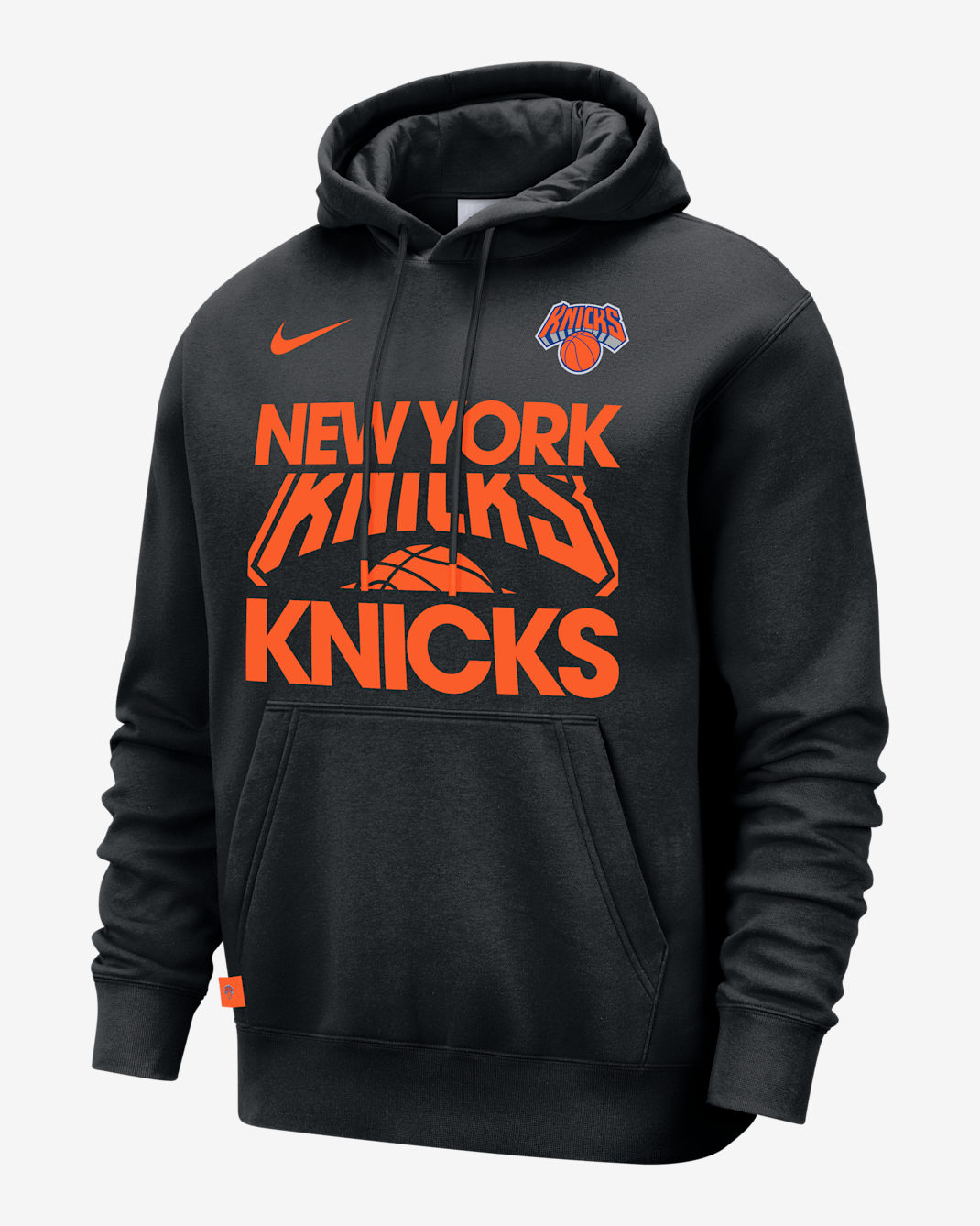 New York Knicks Club Courtside Men's Nike NBA Pullover Hoodie - Black/Brilliant Orange