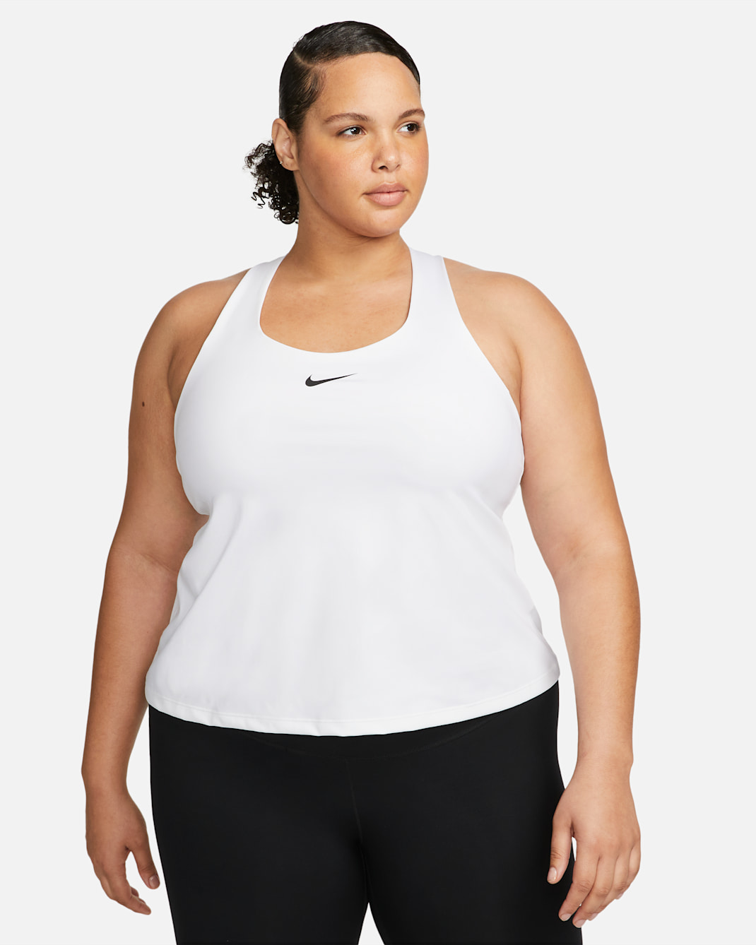 Nike Swoosh Women's Medium-Support Padded Sports Bra Tank (Plus Size) - White/Stone Mauve/Black