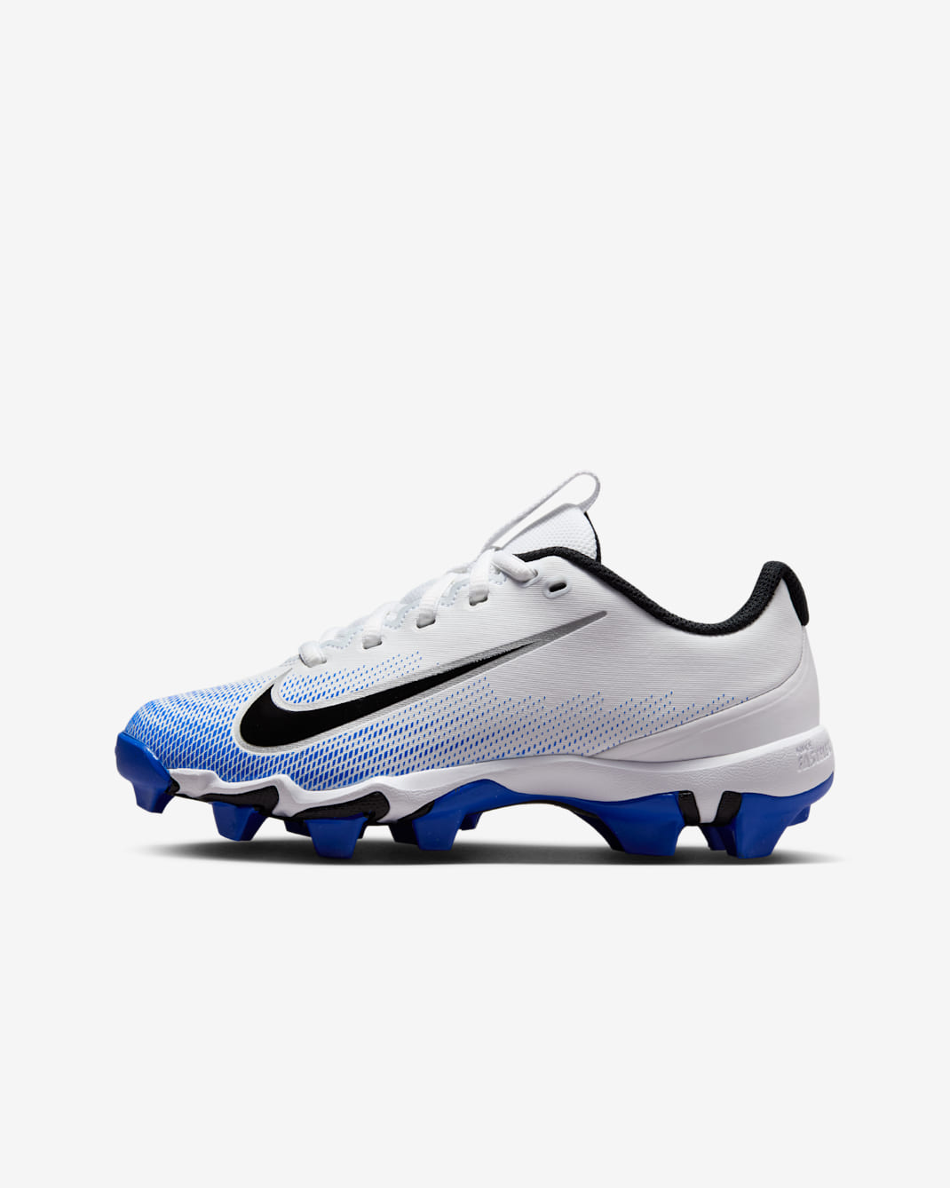 Tacos de fútbol para niños grandes Nike Vapor Shark 3 - Blanco/Azul carrera/Negro