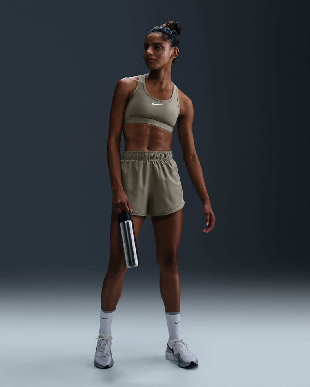 Nike Tempo Women's Dri-FIT Mid-Rise Brief-Lined Running Shorts - Light Army/Light Army/Light Army