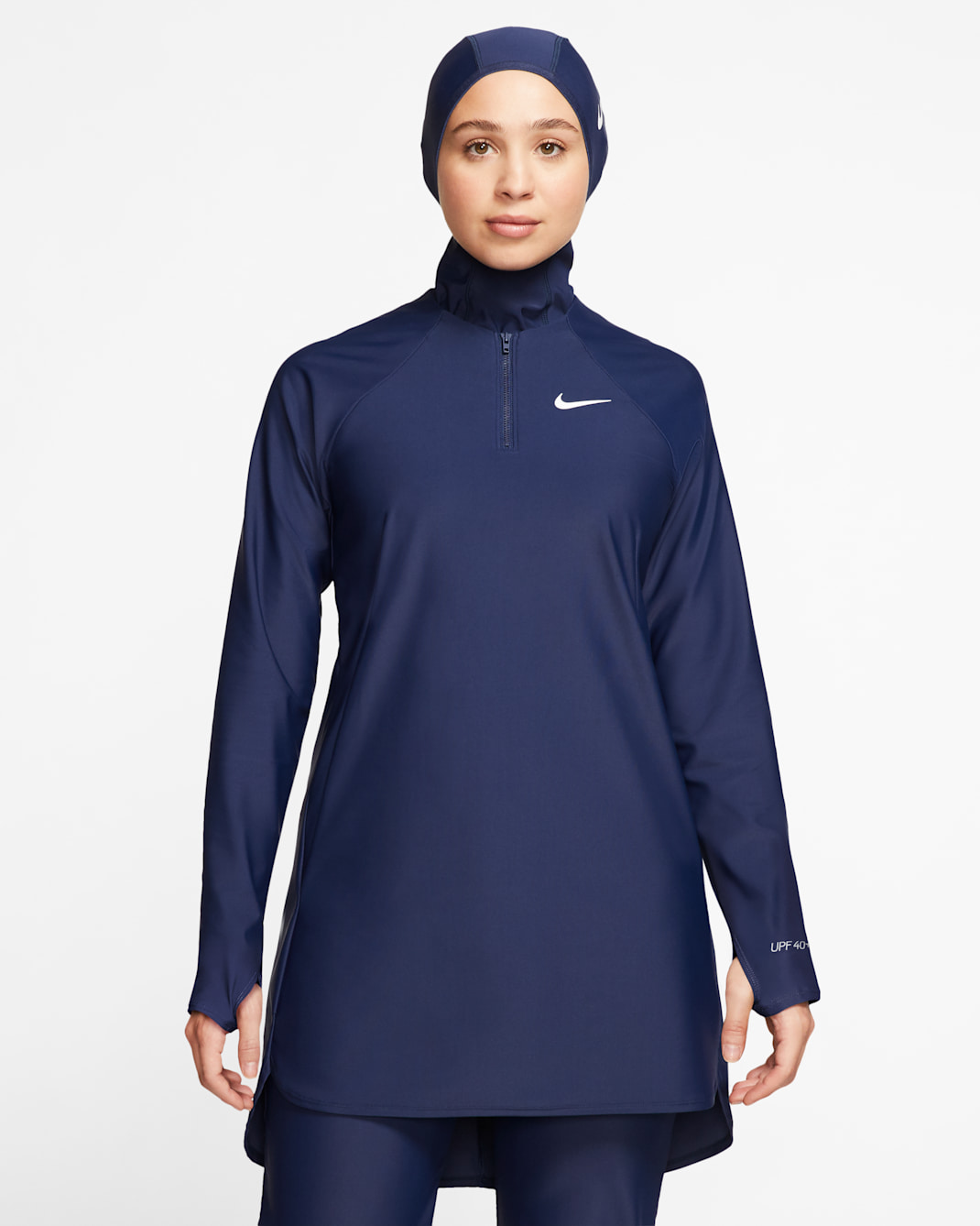 Nike Victory teljes fedésű női tunika úszáshoz - Midnight Navy/Midnight Navy/Fehér