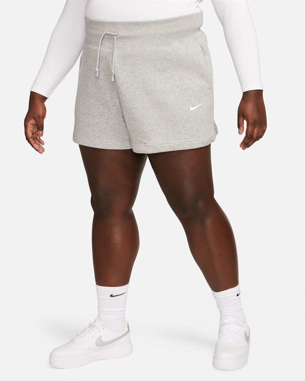 Short ample à taille haute Nike Sportswear Phoenix Fleece pour femme (grande taille) - Dark Grey Heather/Sail