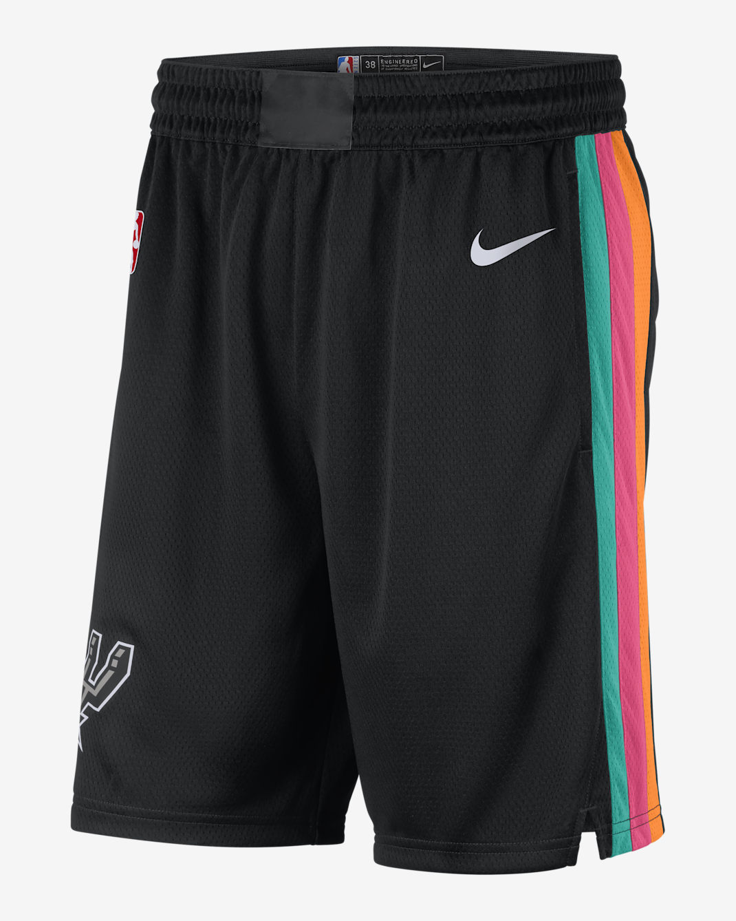 Shorts de alero polivalente de la NBA para hombre Nike Dri-FIT de los San Antonio Spurs de la colección City Edition - Negro/Blanco