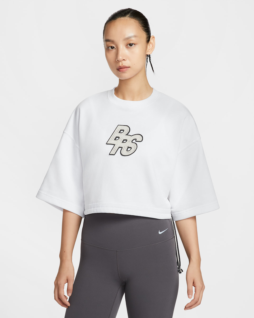 เสื้อแขนสั้นเอวลอยผ้าเฟรนช์เทรีผู้หญิง Nike Sportswear Phoenix Fleece - ขาว