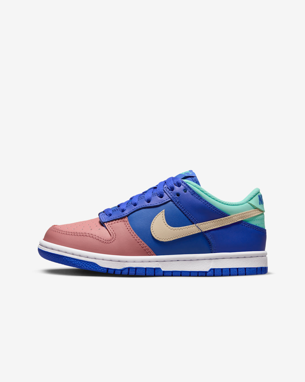 Nike Dunk Low SE Big Kids' Shoes - Hyper Royal/Emerald Rise/Red Stardust/Sanddrift