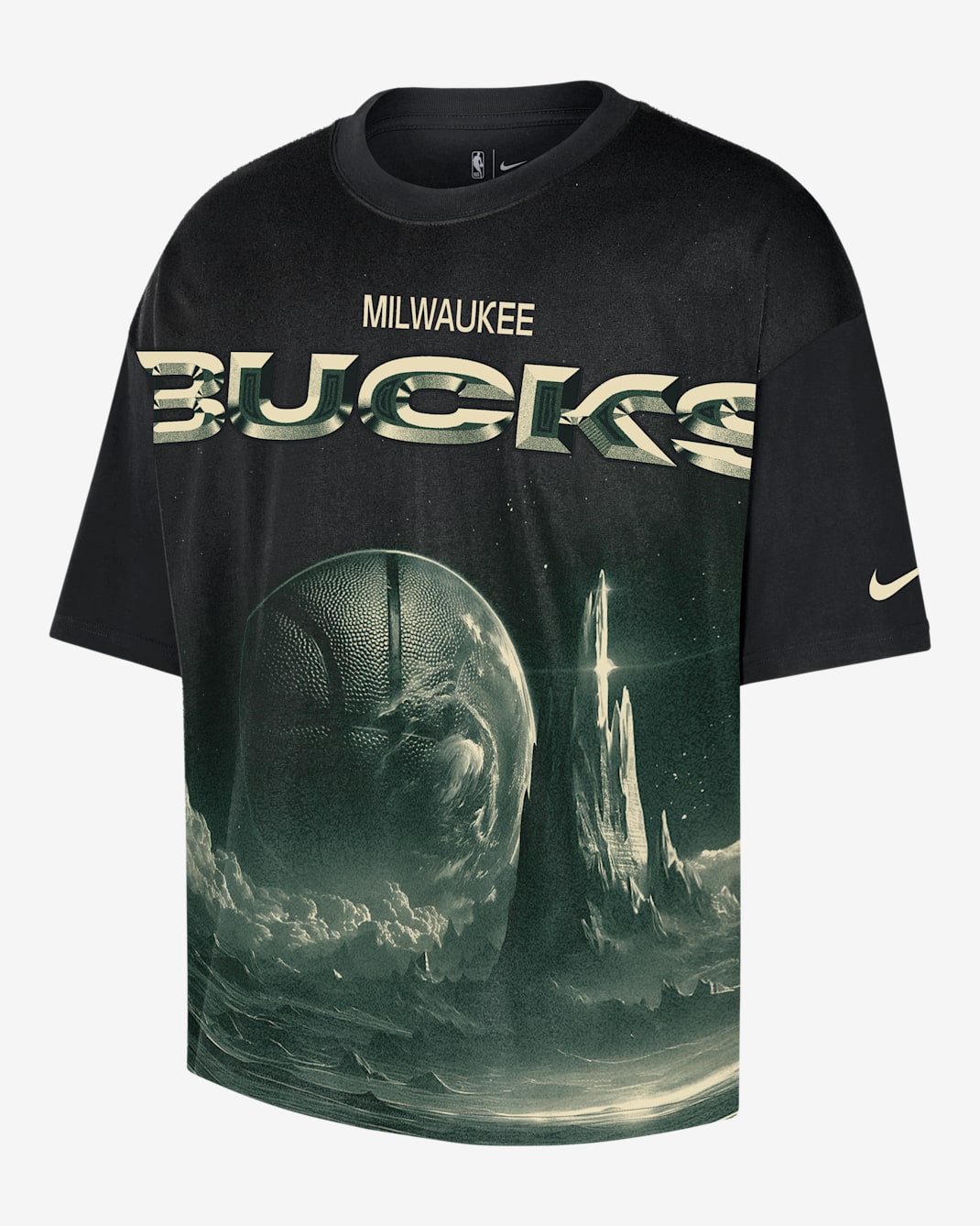 Milwaukee Bucks Courtside Nike NBA T-Shirt mit lockerer Passform (Herren) - Schwarz