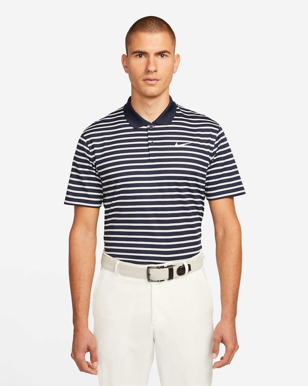 Nike Dri-FIT Victory Men's Striped Golf Polo - Obsidian/White