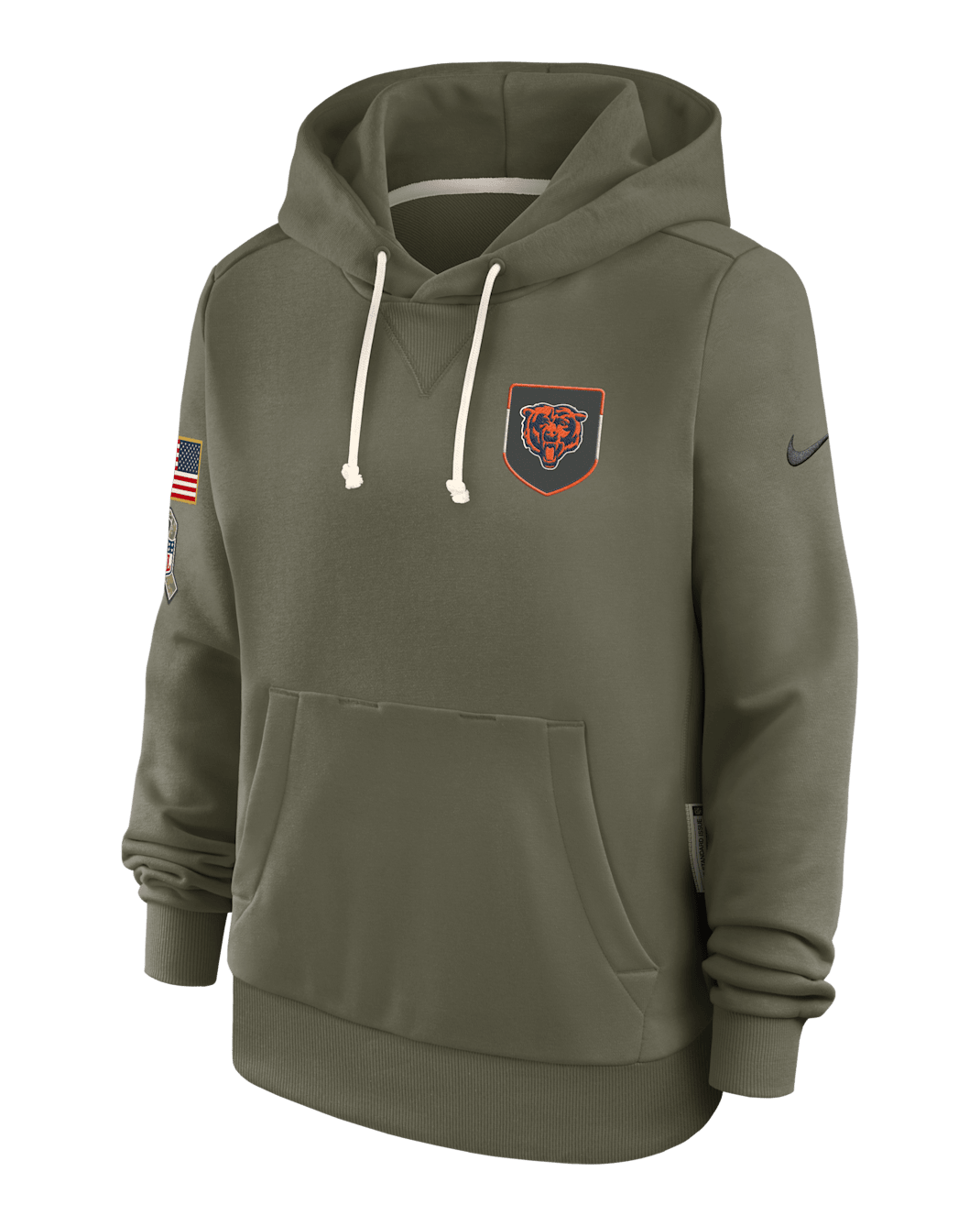 Chicago Bears Salute to Service Sideline Women's Nike Dri-FIT NFL Pullover Hoodie - Olive