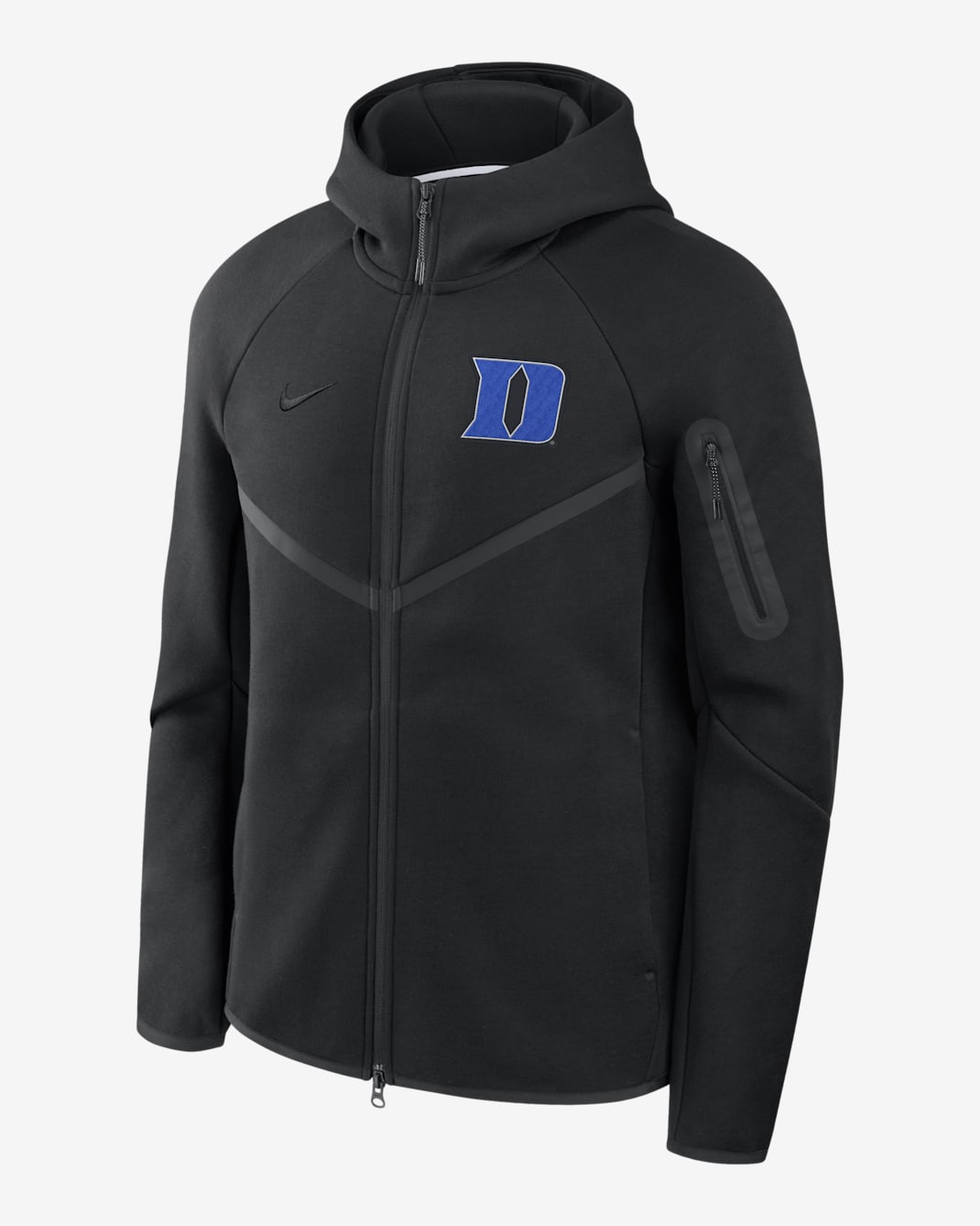 Chamarra universitaria Nike con gorro de cierre completo para hombre Duke Tech Fleece Windrunner - Negro