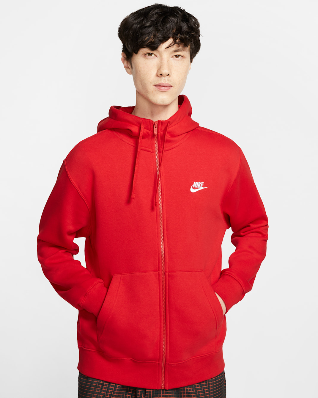 Nike Sportswear Club Fleece Men's Full-Zip Hoodie - University Red/University Red/White