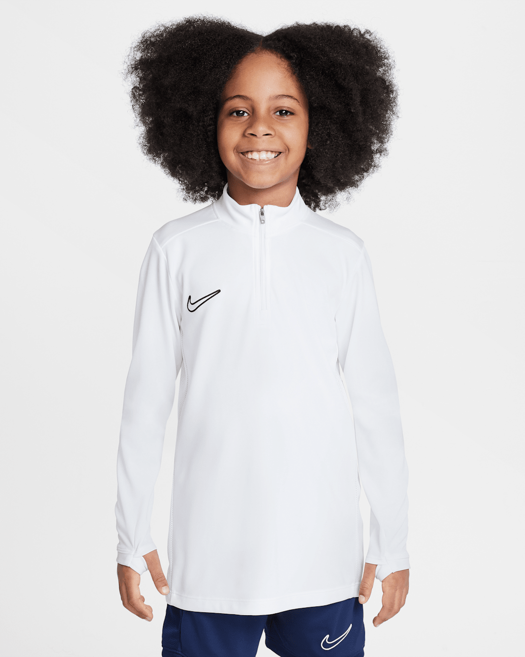 Nike Academy Dri-FIT Fußballtrainings-Longsleeve mit 1/4-Reißverschluss (ältere Kinder) - Weiß/Weiß/Schwarz