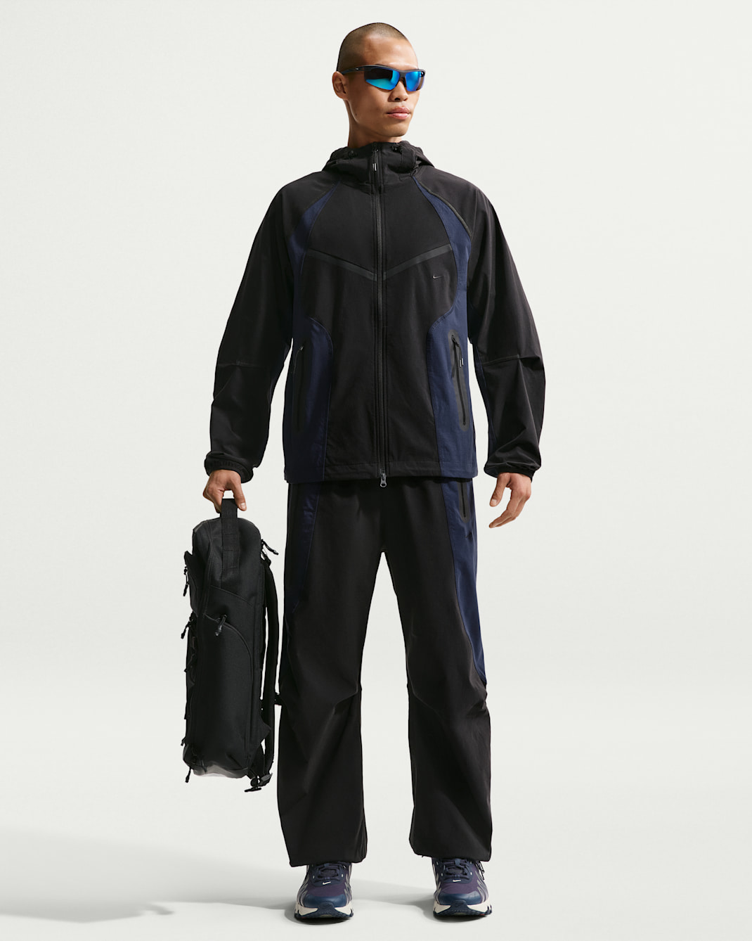 나이키 테크 남성 드라이 핏 우븐 컬러 블록 팬츠 - 블랙/옵시디언/블랙