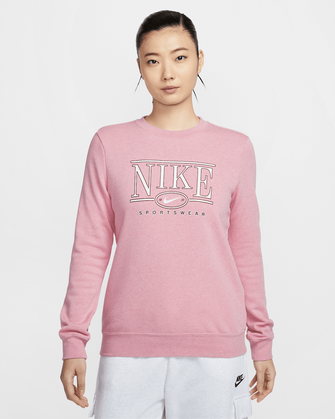 เสื้อวอร์มคอกลมผู้หญิง Nike Sportswear Club Fleece - Elemental Pink/Heather