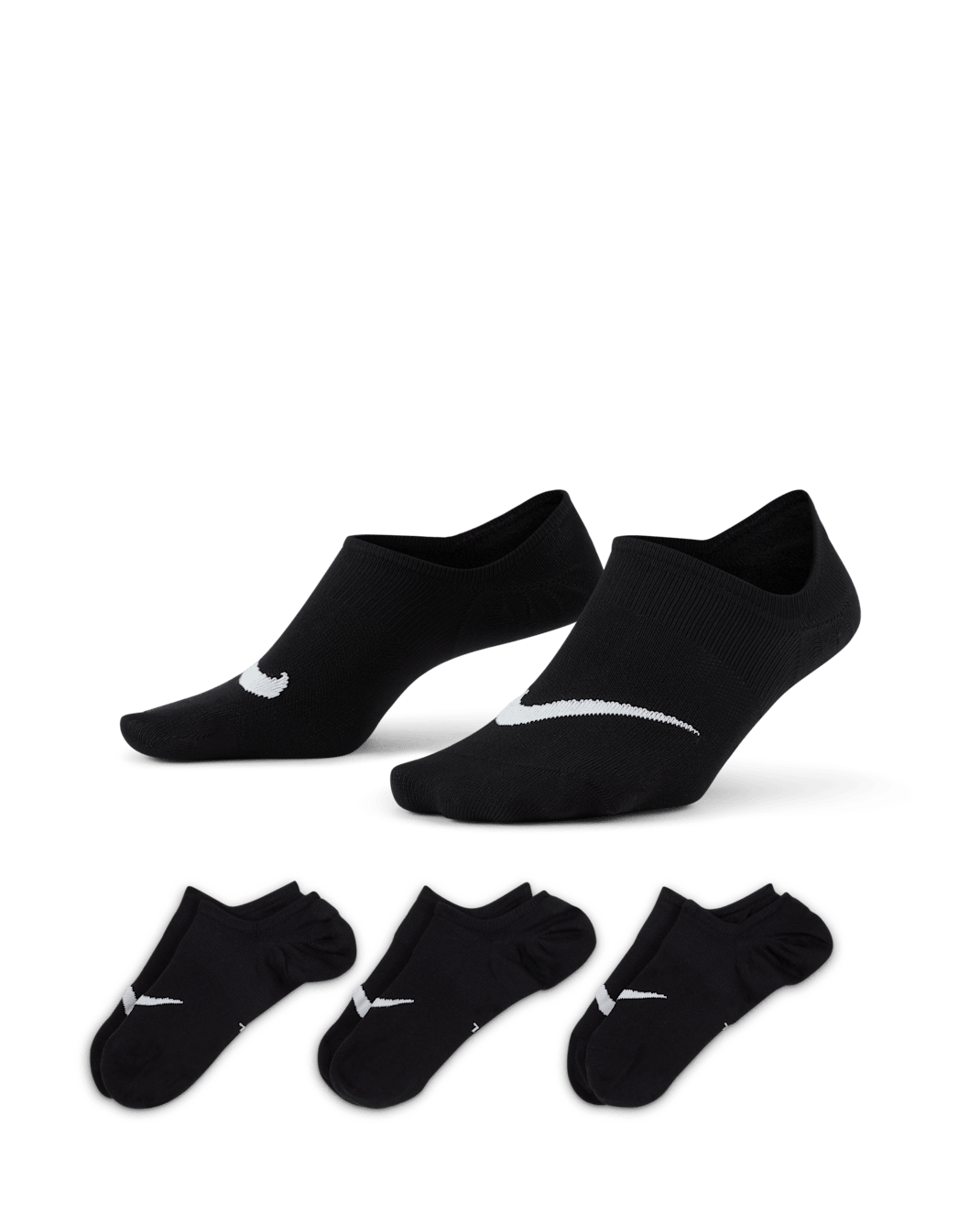Nike Everyday Plus Lightweight Women's Training Footie Socks (3 Pairs) - Black/White