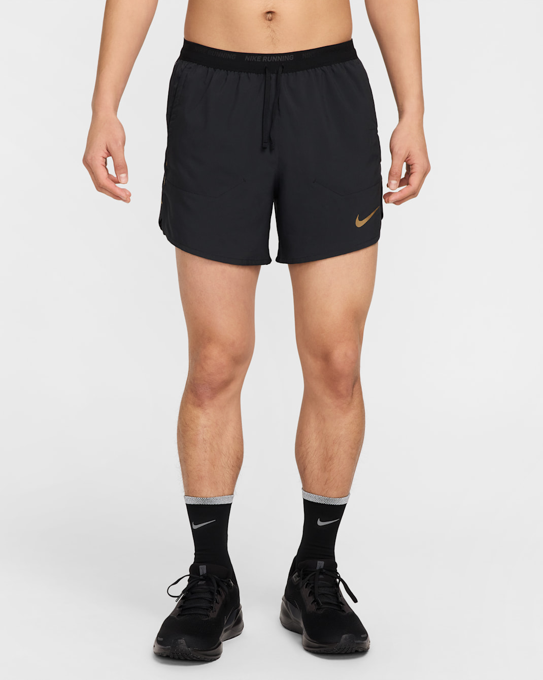 Nike x Jakob Men's Dri-FIT 12.5cm (approx.) Brief-Lined Running Shorts - Black/Black/Metallic Gold