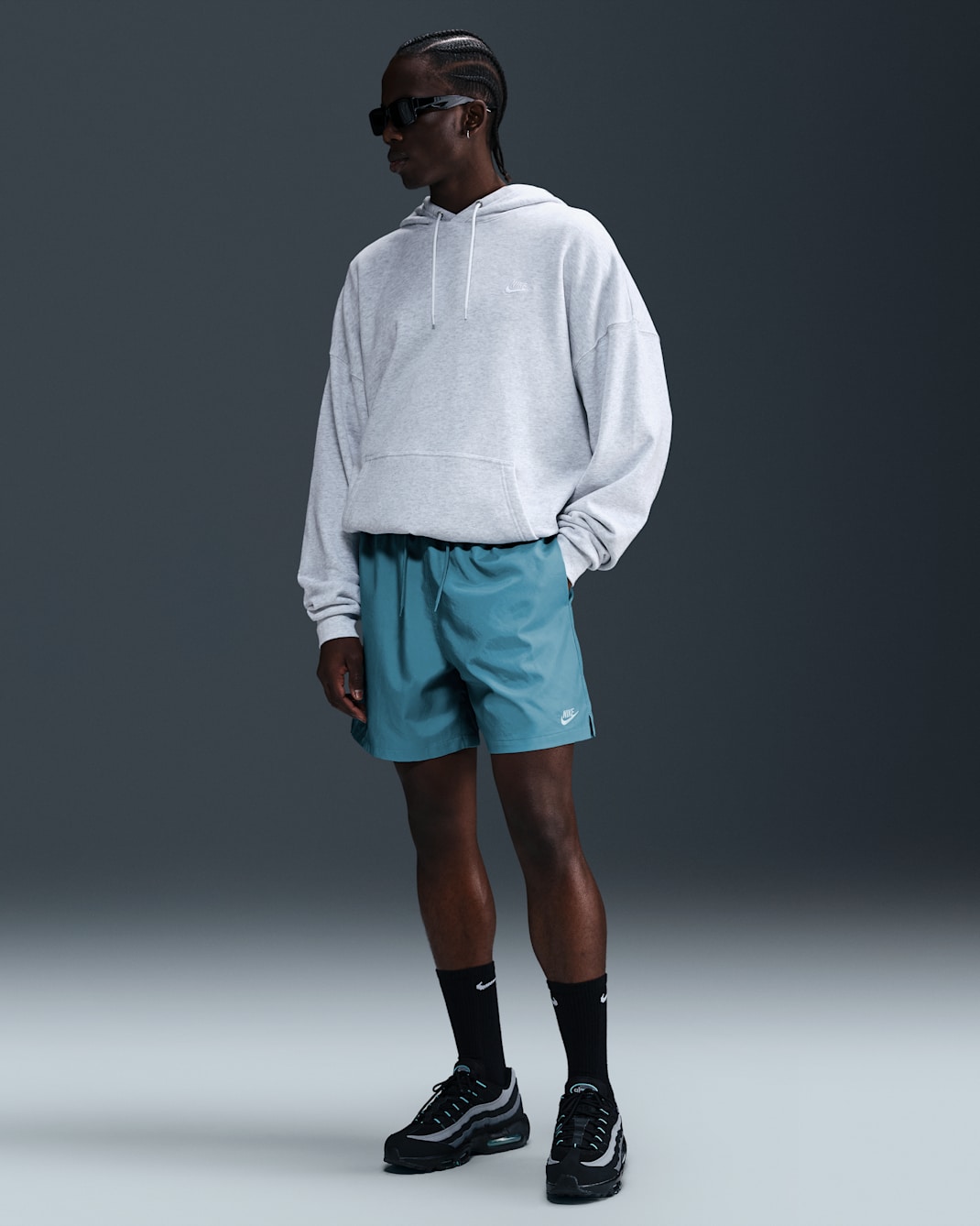 Nike Club Men's Woven Flow Shorts - Denim Turquoise/White