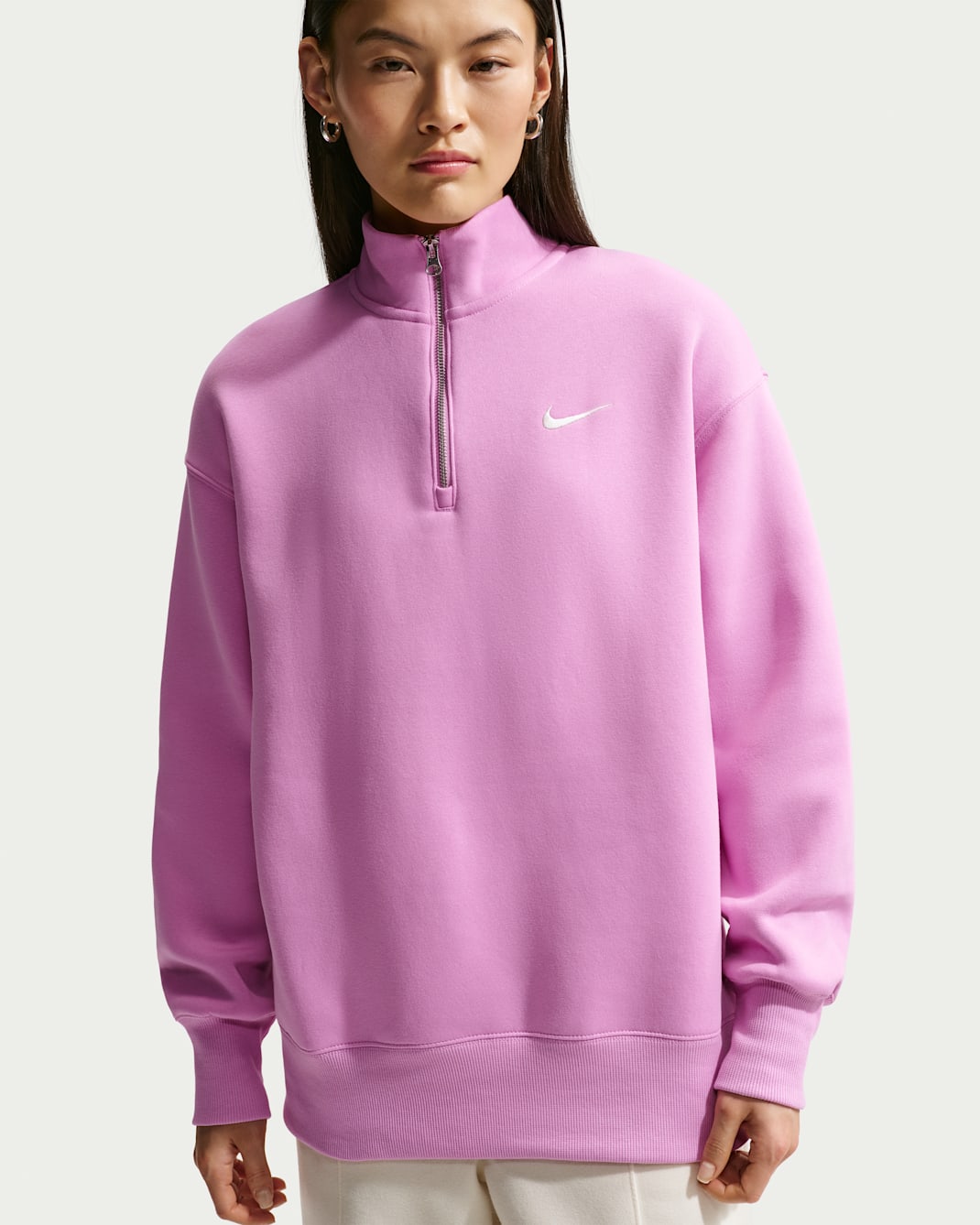Nike Sportswear Phoenix Fleece Women's Oversized 1/4-Zip Long Sweatshirt - Light Magenta/Sail