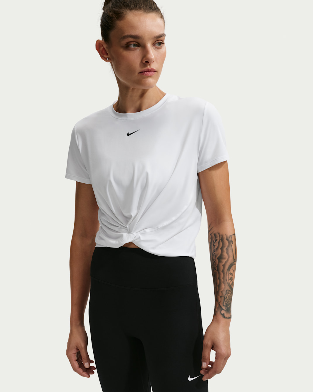 Nike One Classic Twist Women's Dri-FIT Short-Sleeve Top - White/Black